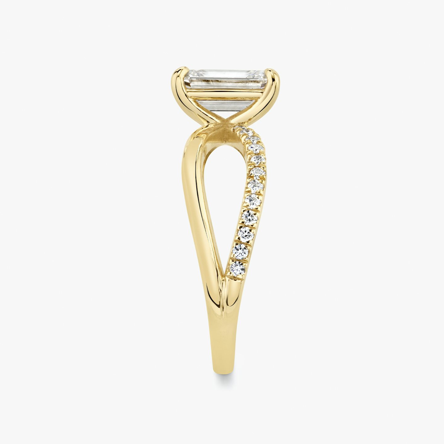 The Duet | Emerald | 18k | Yellow Gold | bandAccent: Pavé | diamondOrientation: vertical | caratWeight: other