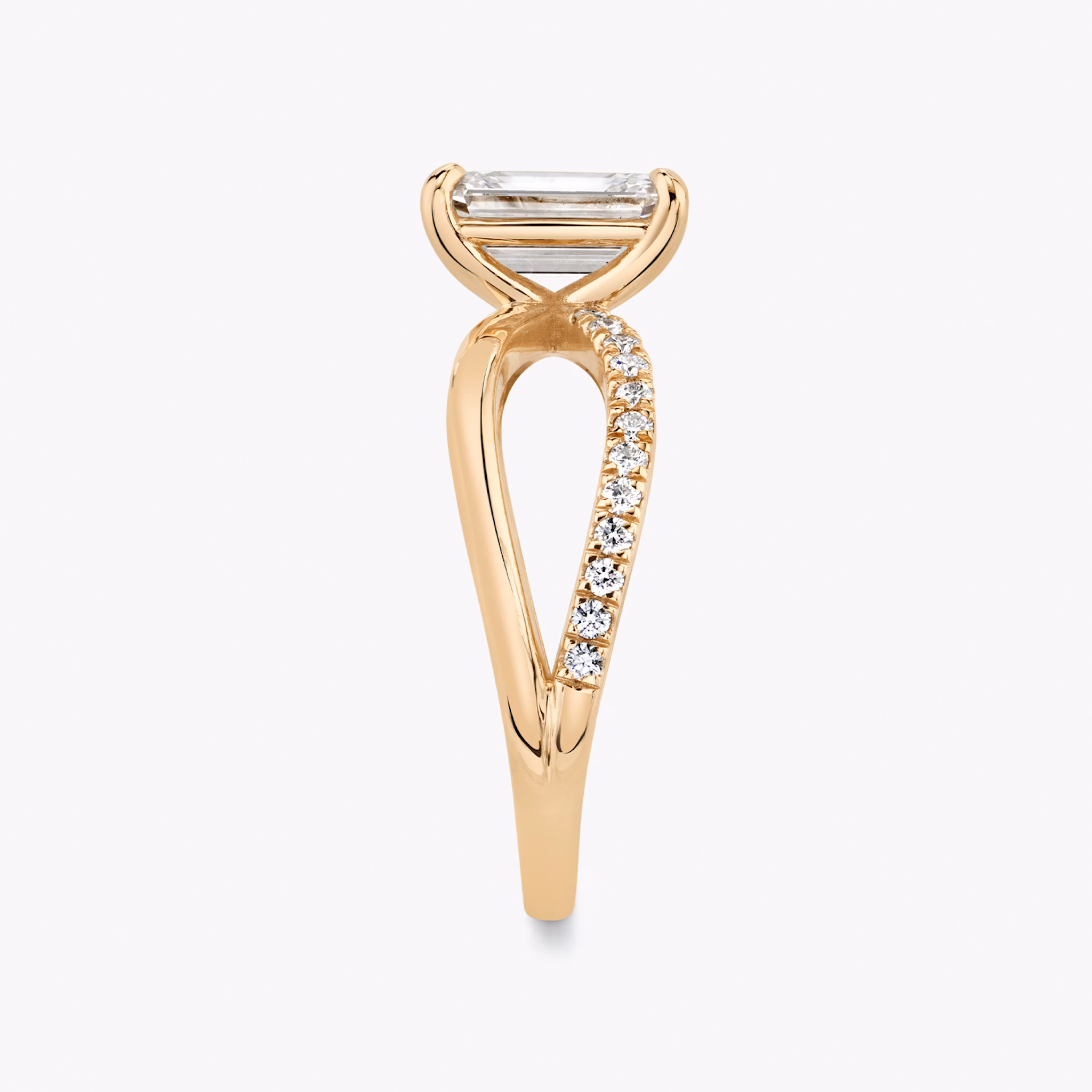 The Duet | Emerald | 14k | Rose Gold | bandAccent: Pavé | diamondOrientation: vertical | caratWeight: other