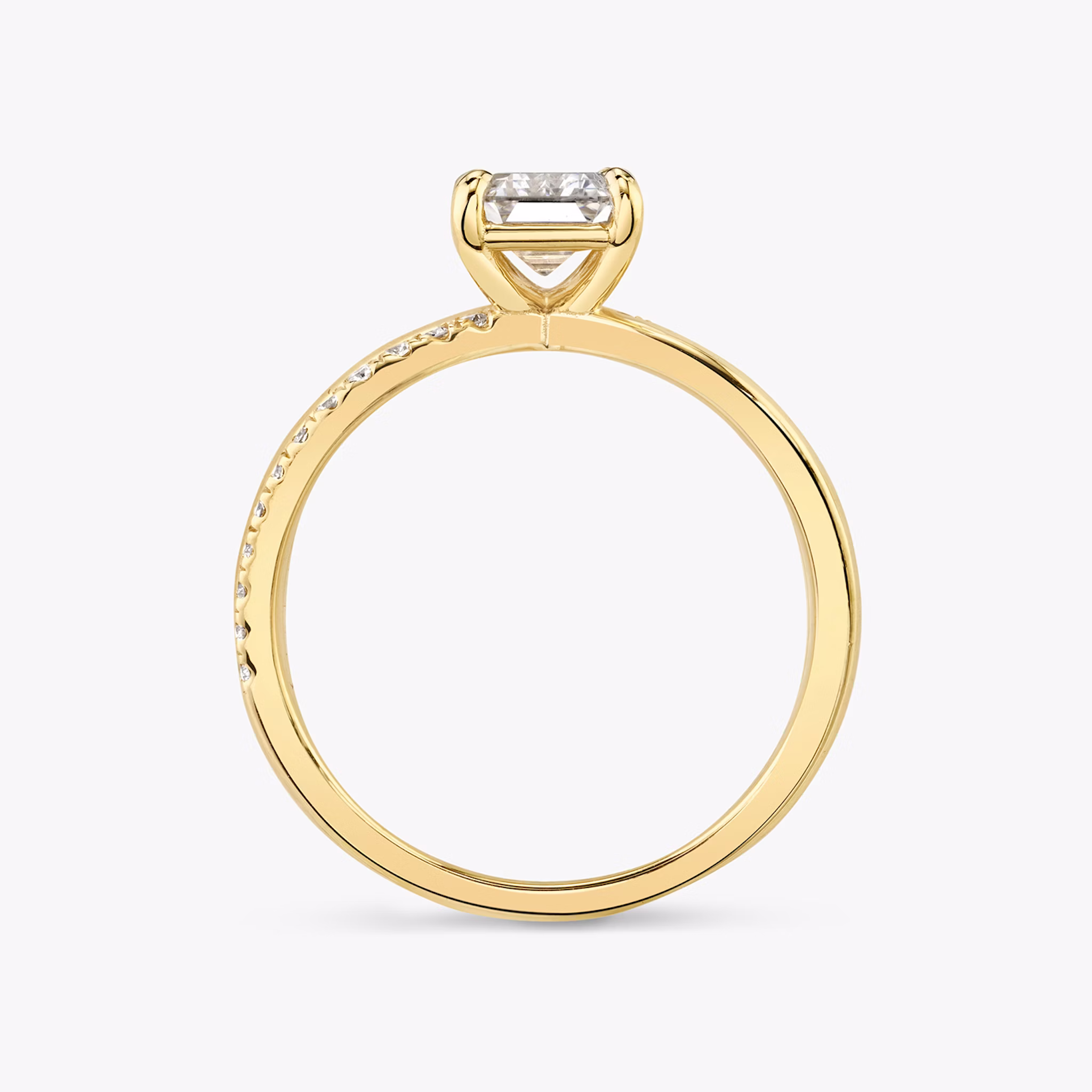 The Duet | Emerald | 18k | Yellow Gold | bandAccent: Pavé | diamondOrientation: vertical | caratWeight: other