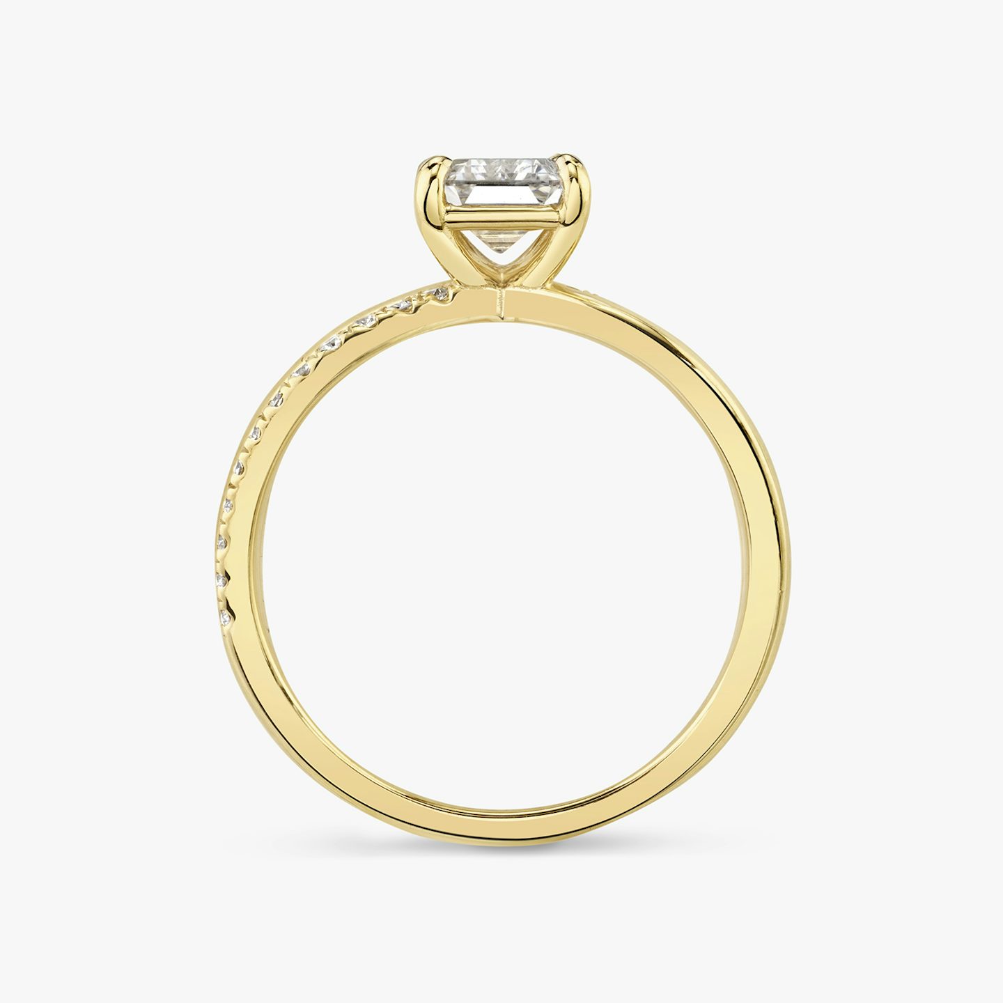 The Duet | Emerald | 18k | Yellow Gold | bandAccent: Pavé | diamondOrientation: vertical | caratWeight: other