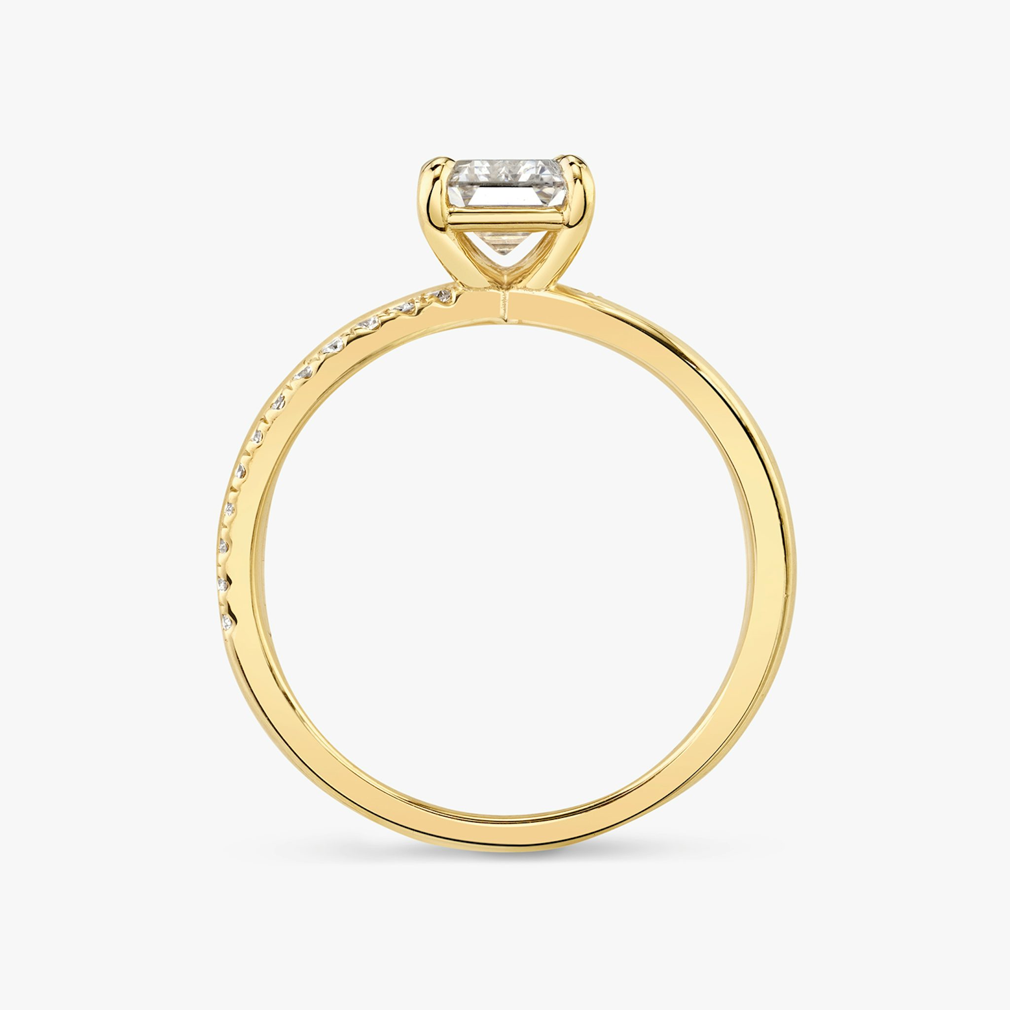 The Duet | Emerald | 18k | Yellow Gold | bandAccent: Pavé | diamondOrientation: vertical | caratWeight: other