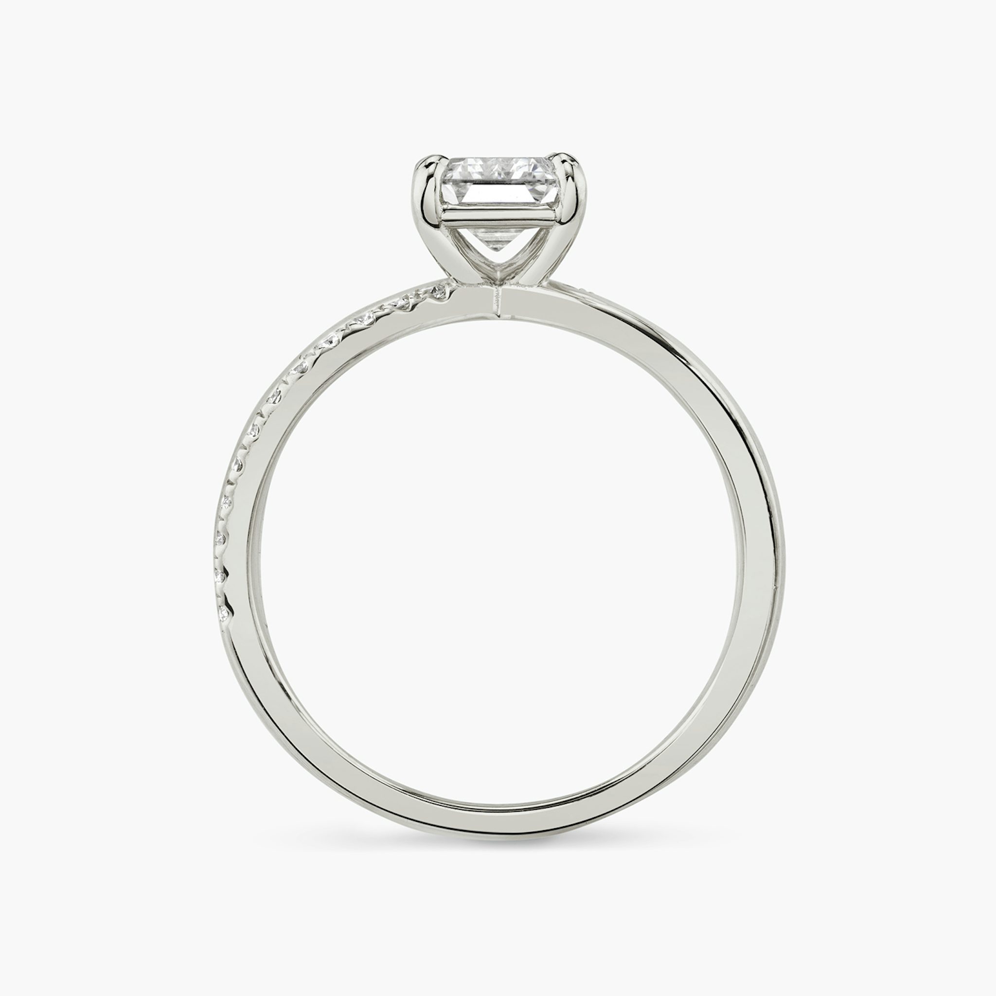 The Duet | Emerald | Platinum | bandAccent: Pavé | diamondOrientation: vertical | caratWeight: other