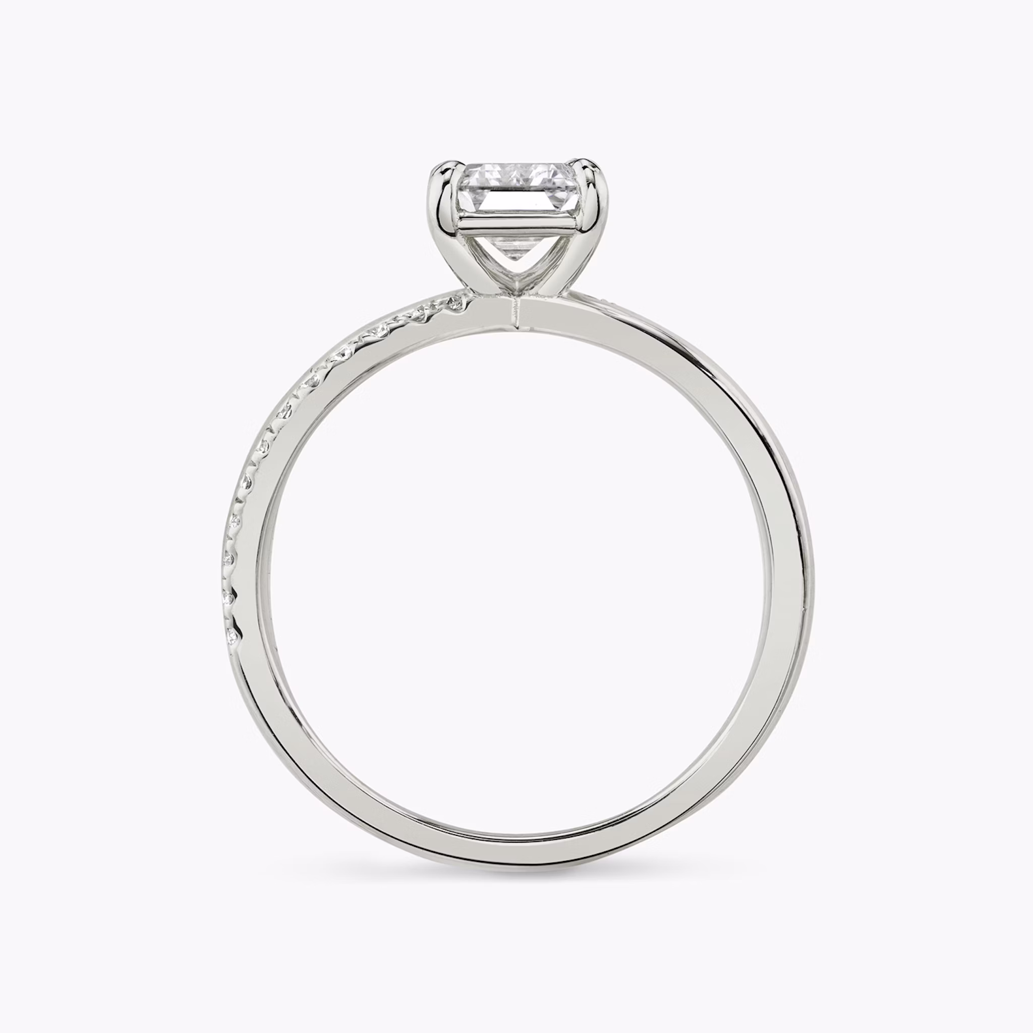 The Duet | Emerald | 18k | White Gold | bandAccent: Pavé | diamondOrientation: vertical | caratWeight: other