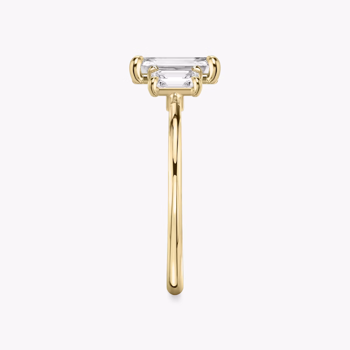 The Three Stone | Emerald | 18k | Yellow Gold | bandAccent: Plain | sideStoneCarat: 0.25ct | sideStoneShape: Emerald | diamondOrientation: vertical | caratWeight: other