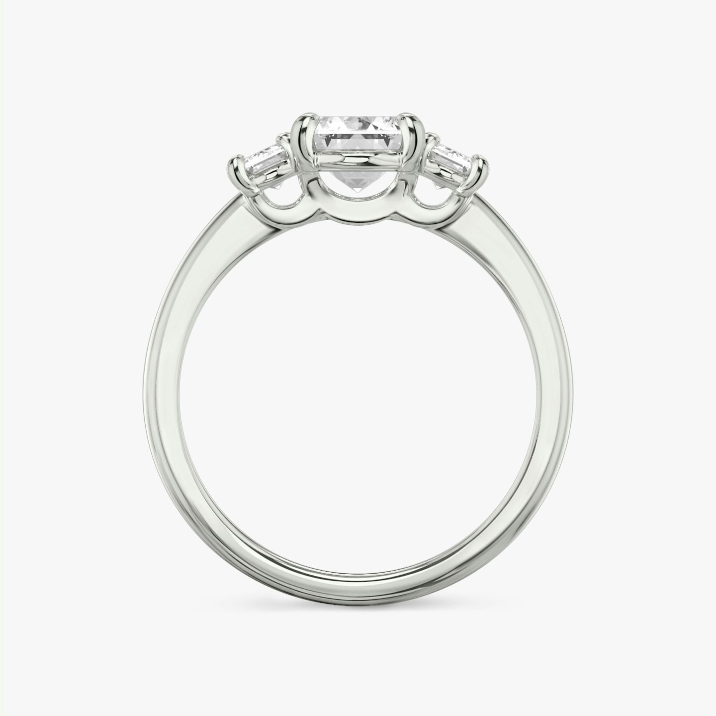 The Three Stone | Emerald | Platinum | bandAccent: Plain | sideStoneCarat: 0.25ct | sideStoneShape: Emerald | diamondOrientation: vertical | caratWeight: other