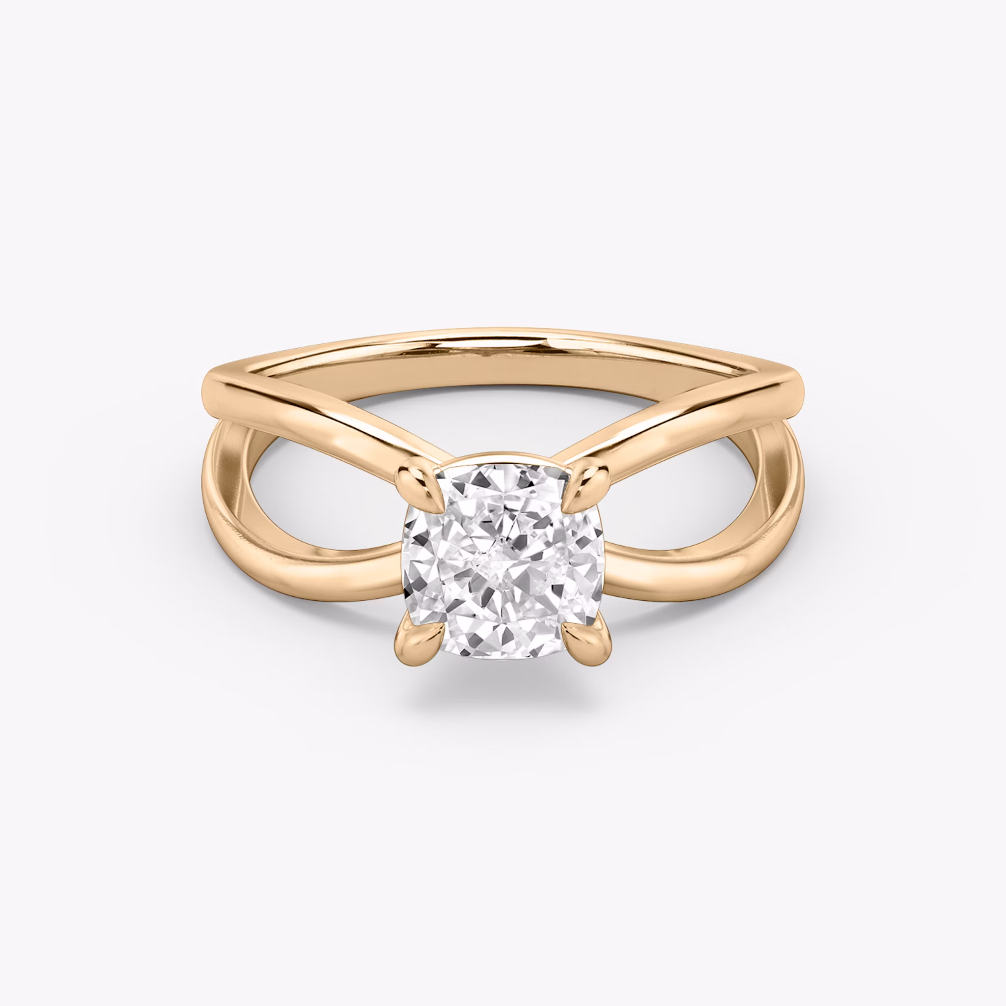 The Duet | Cushion | 14k | Rose Gold | bandAccent: Plain | diamondOrientation: vertical | caratWeight: other
