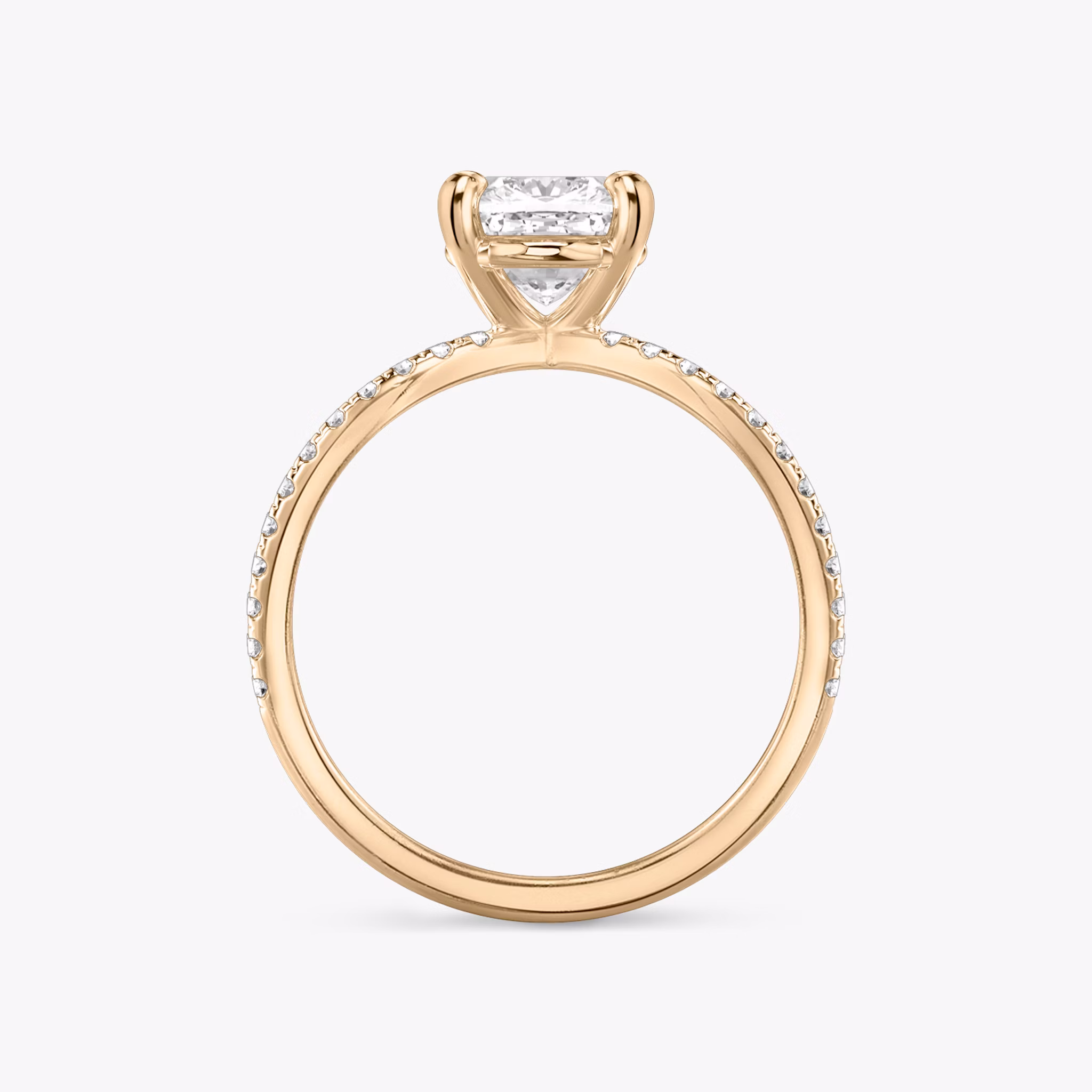The Duet | Cushion | 14k | Rose Gold | bandAccent: Double pavé | diamondOrientation: vertical | caratWeight: other