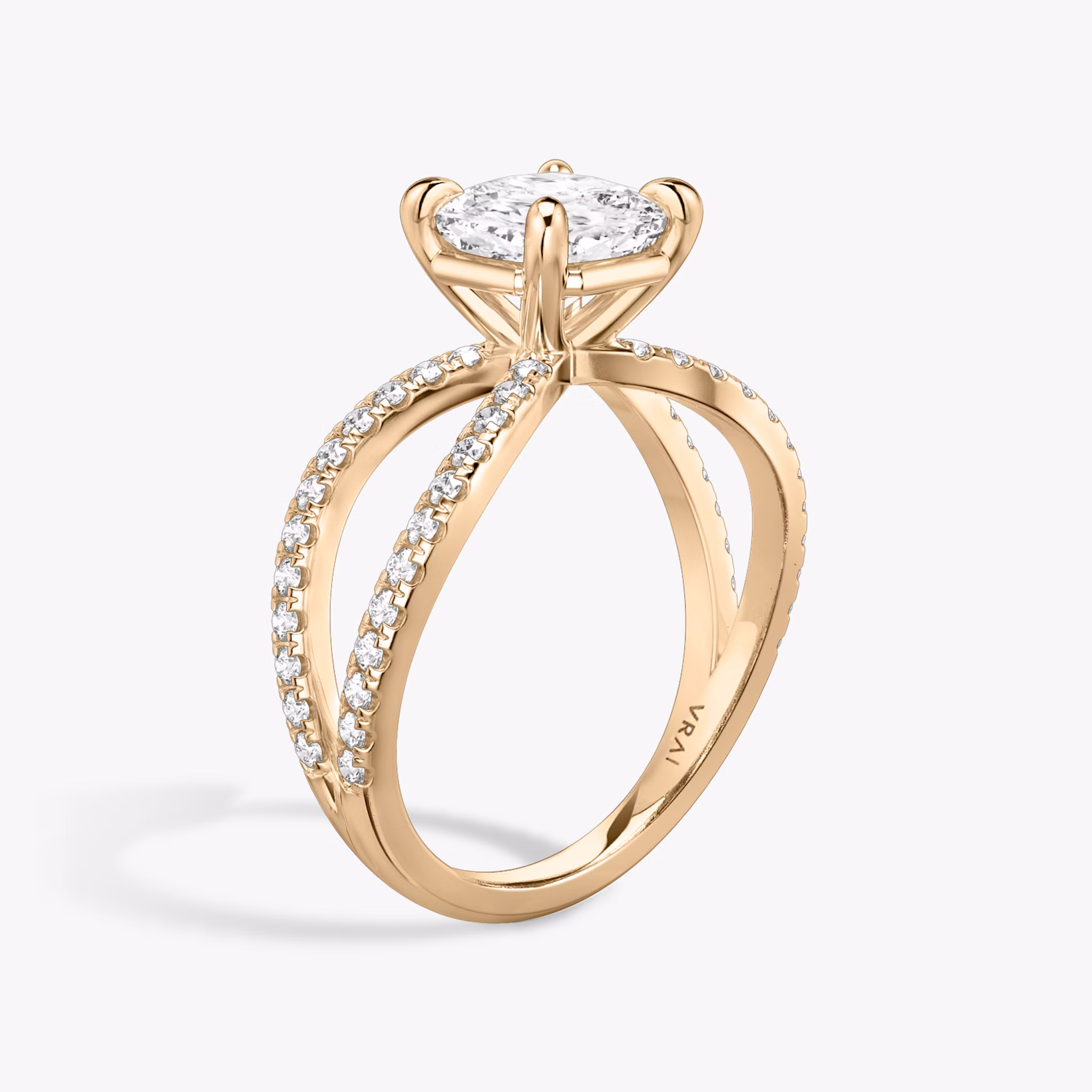 The Duet | Cushion | 14k | Rose Gold | bandAccent: Double pavé | diamondOrientation: vertical | caratWeight: other
