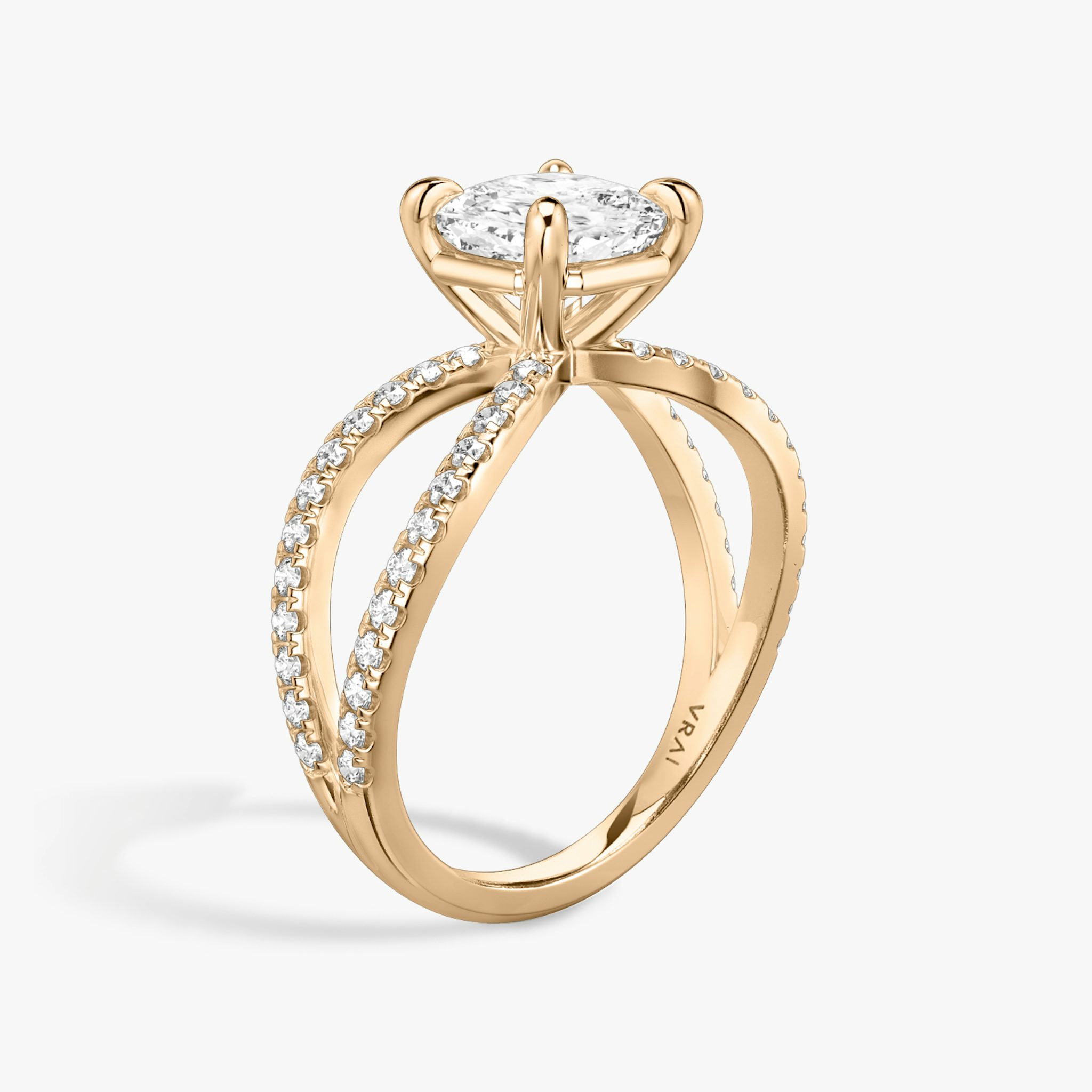 The Duet | Cushion | 14k | Rose Gold | bandAccent: Double pavé | diamondOrientation: vertical | caratWeight: other