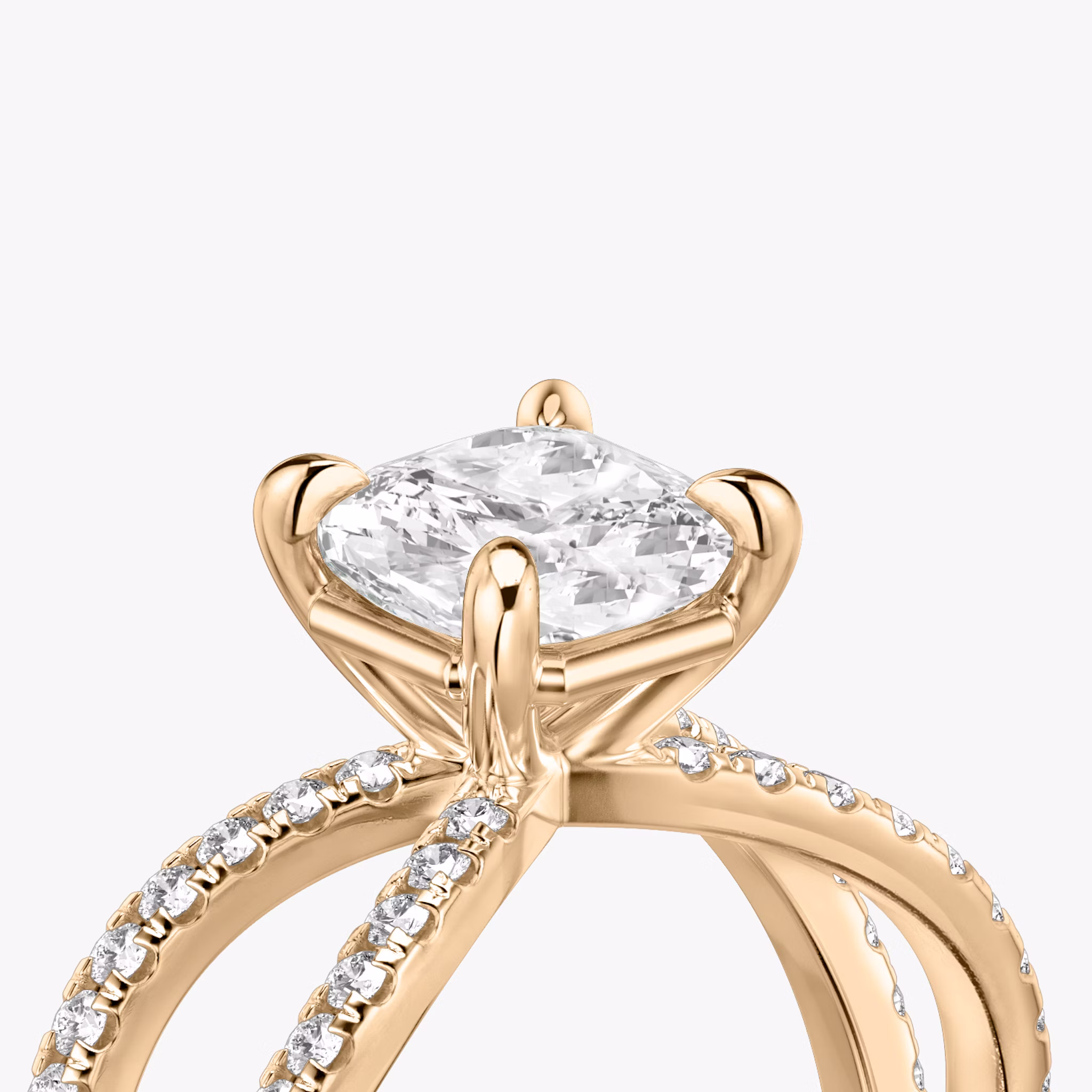 The Duet | Cushion | 14k | Rose Gold | bandAccent: Double pavé | diamondOrientation: vertical | caratWeight: other