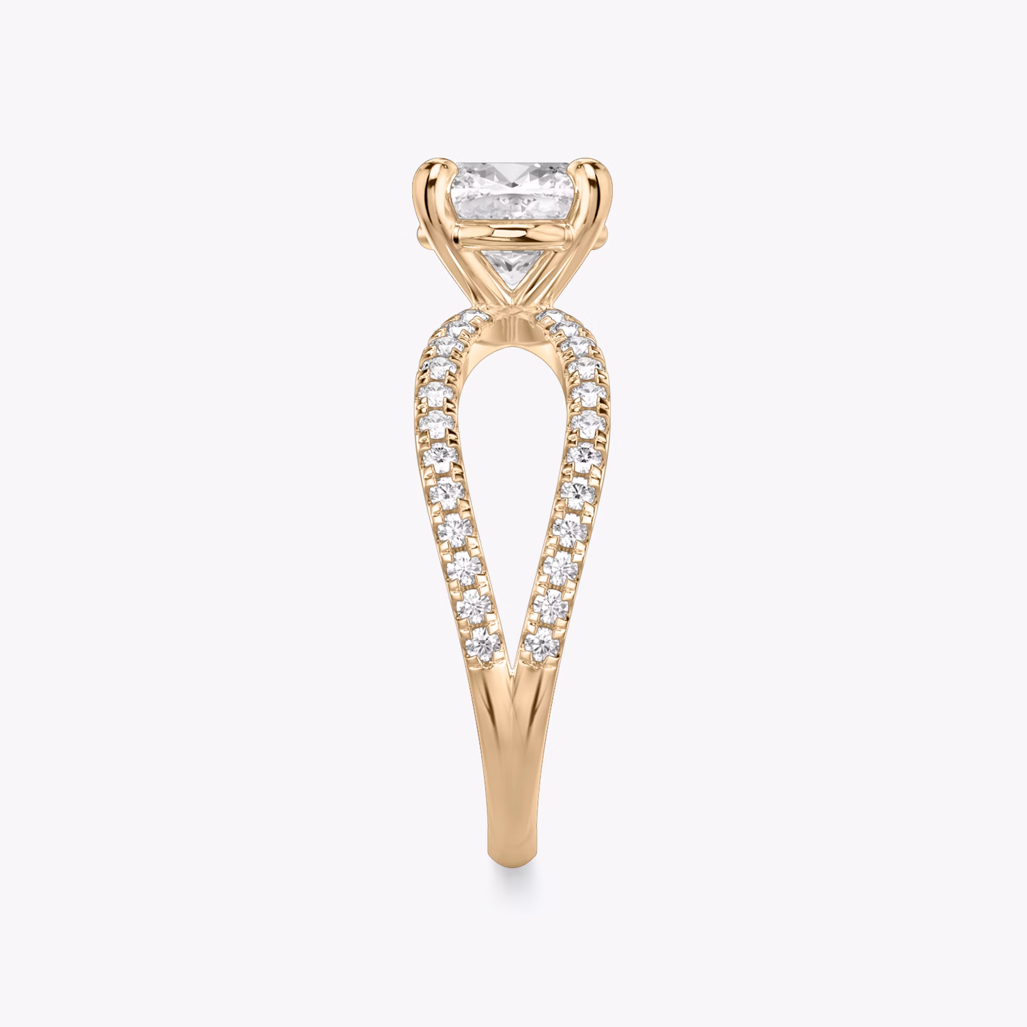 The Duet | Cushion | 14k | Rose Gold | bandAccent: Double pavé | diamondOrientation: vertical | caratWeight: other