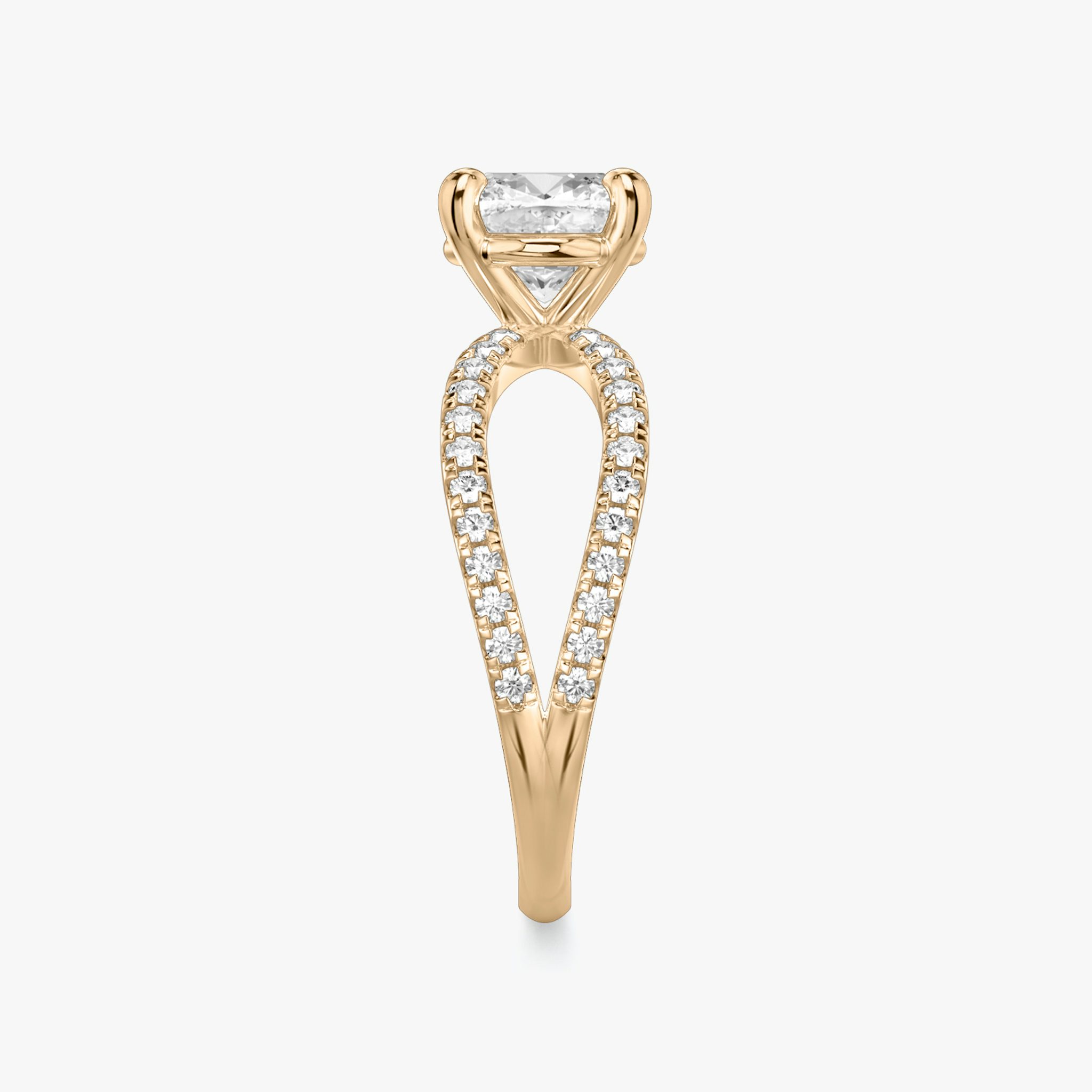 The Duet | Cushion | 14k | Rose Gold | bandAccent: Double pavé | diamondOrientation: vertical | caratWeight: other
