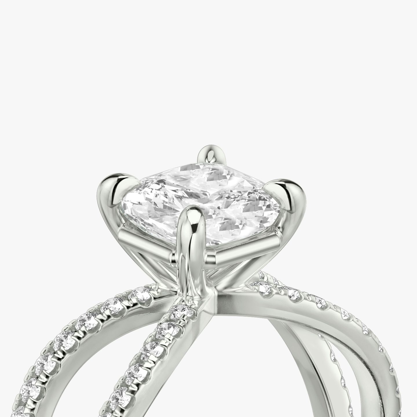 The Duet | Cushion | Platinum | bandAccent: Double pavé | diamondOrientation: vertical | caratWeight: other