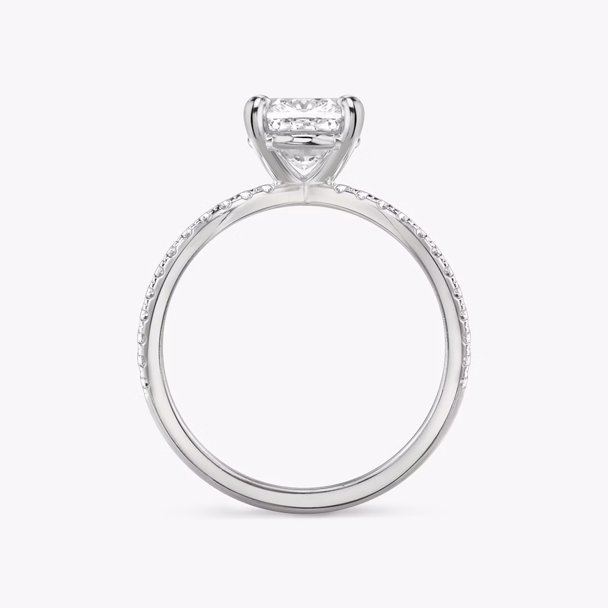 The Duet | Cushion | 18k | White Gold | bandAccent: Double pavé | diamondOrientation: vertical | caratWeight: other