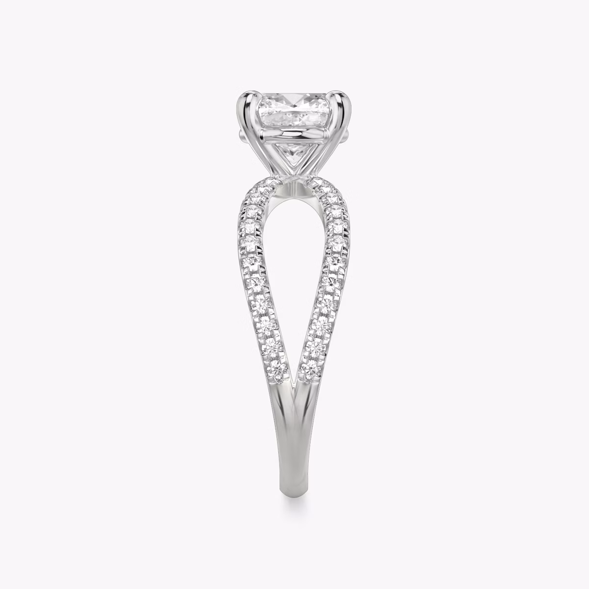 The Duet | Cushion | 18k | White Gold | bandAccent: Double pavé | diamondOrientation: vertical | caratWeight: other