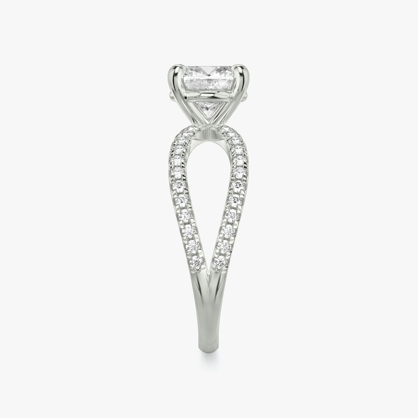 The Duet | Cushion | Platinum | bandAccent: Double pavé | diamondOrientation: vertical | caratWeight: other