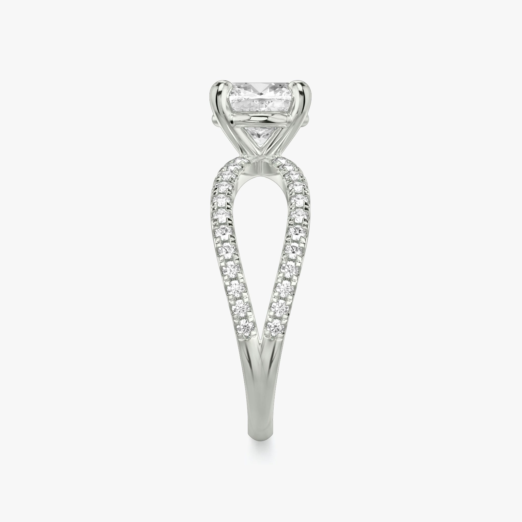 The Duet | Cushion | Platinum | bandAccent: Double pavé | diamondOrientation: vertical | caratWeight: other