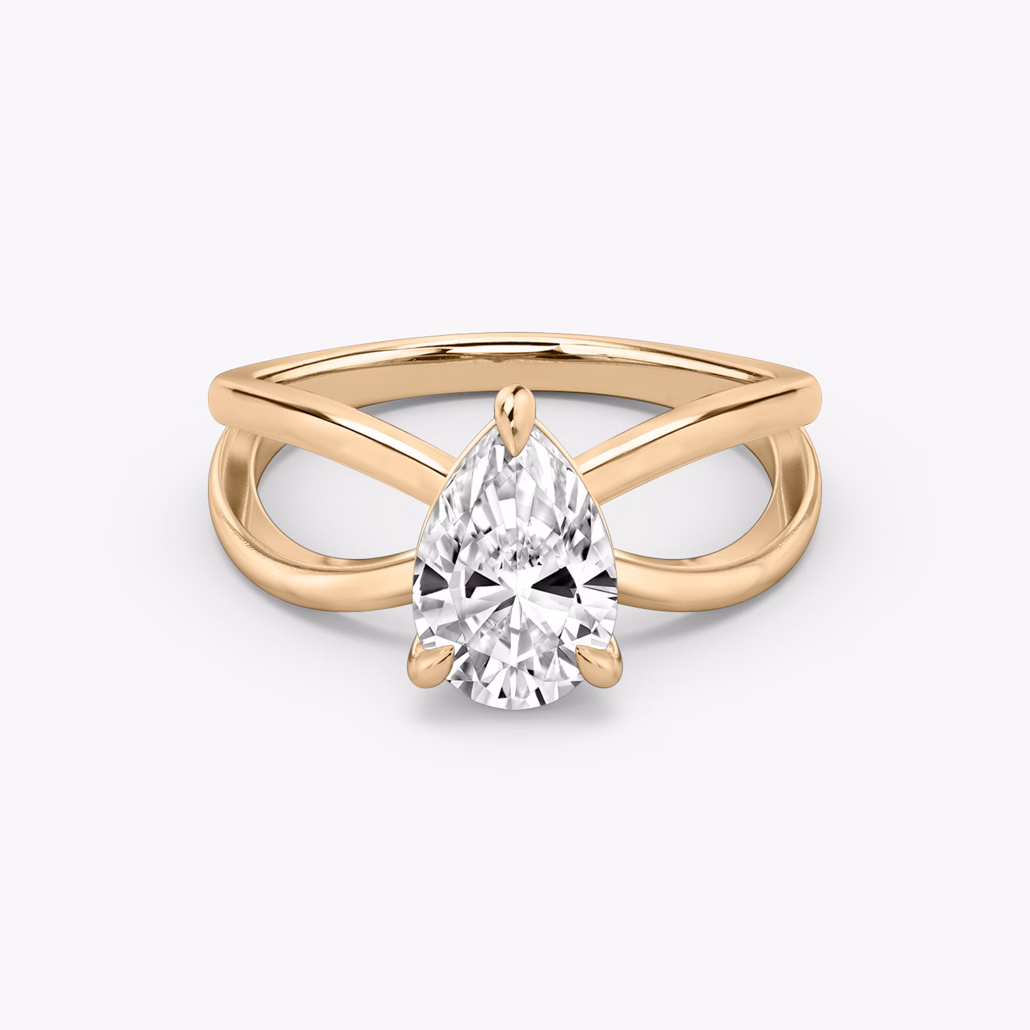 The Duet | Pear | 14k | Rose Gold | bandAccent: Plain | diamondOrientation: vertical | caratWeight: other