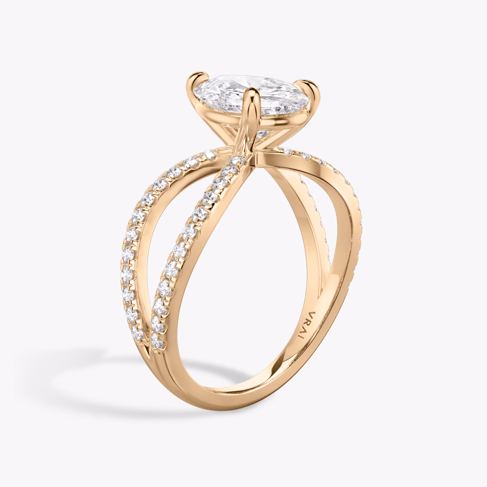 The Duet | Pear | 14k | Rose Gold | bandAccent: Double pavé | diamondOrientation: vertical | caratWeight: other
