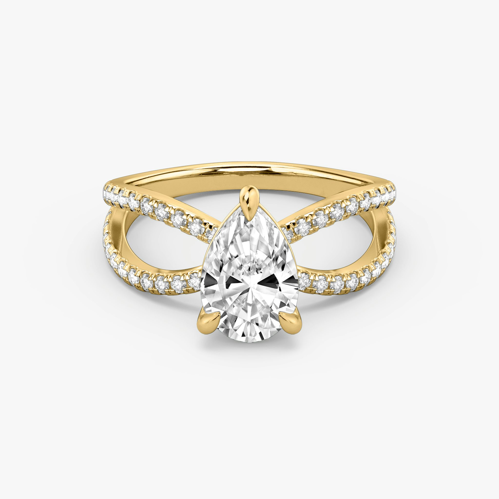Duet pear engagement ring