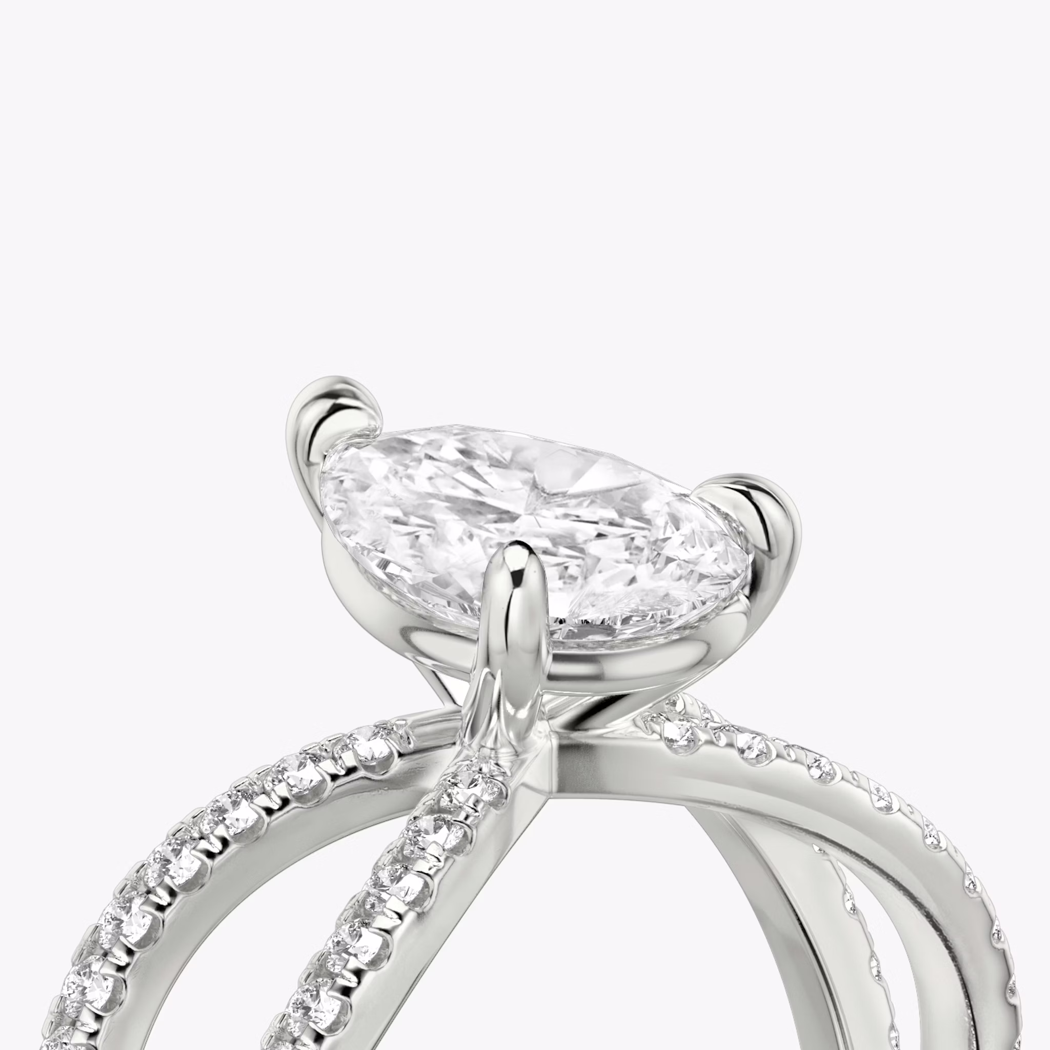 The Duet | Pear | 18k | White Gold | bandAccent: Double pavé | diamondOrientation: vertical | caratWeight: other
