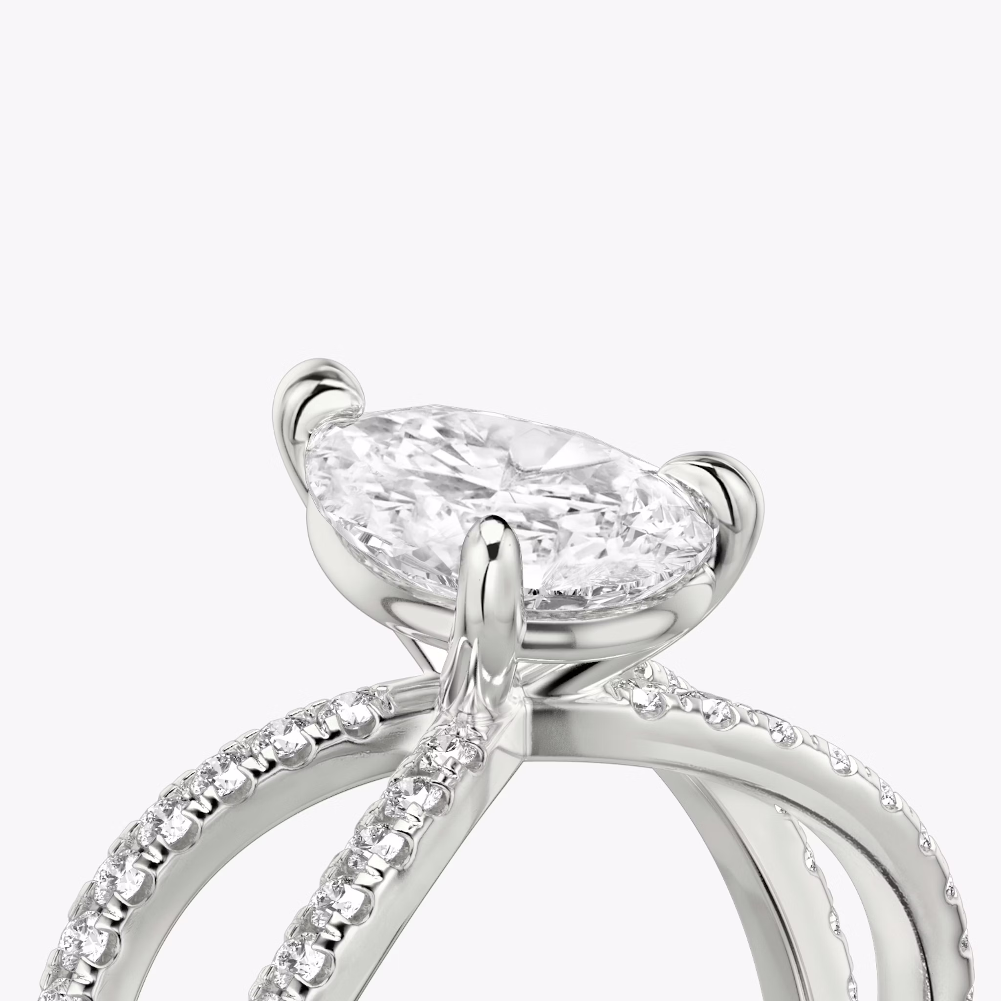 The Duet | Pear | Platinum | bandAccent: Double pavé | diamondOrientation: vertical | caratWeight: other