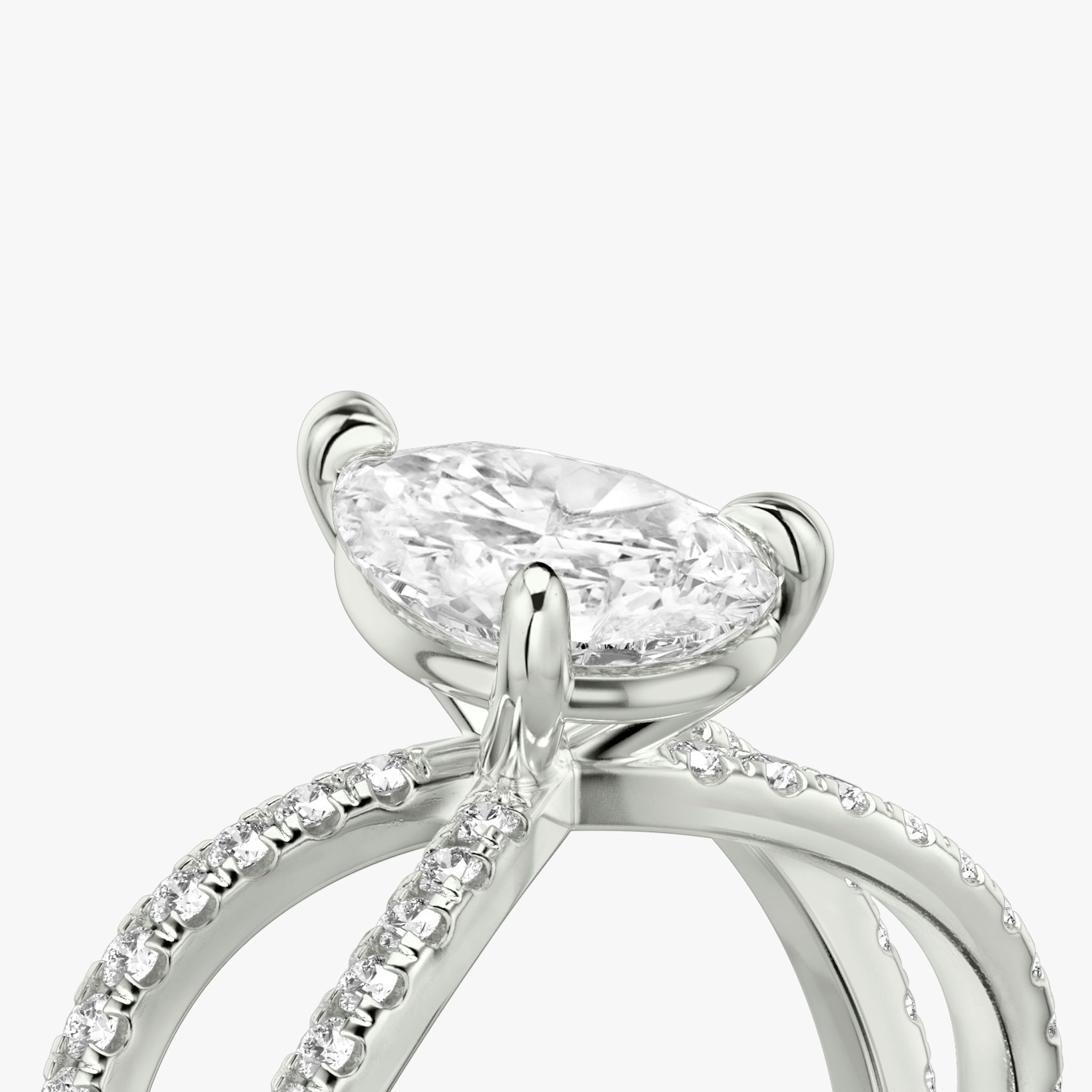 The Duet | Pear | Platinum | bandAccent: Double pavé | diamondOrientation: vertical | caratWeight: other