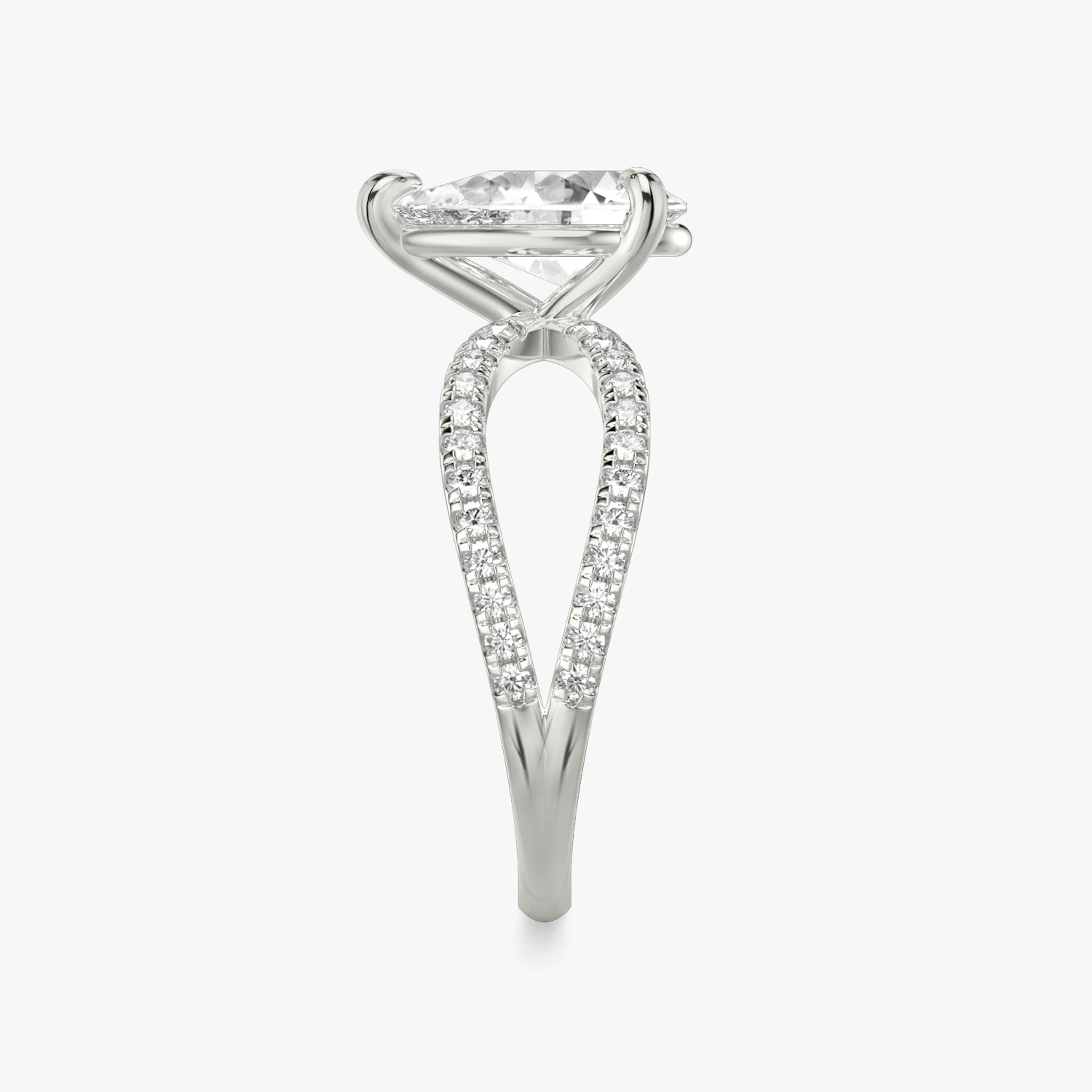 The Duet | Pear | Platinum | bandAccent: Double pavé | diamondOrientation: vertical | caratWeight: other
