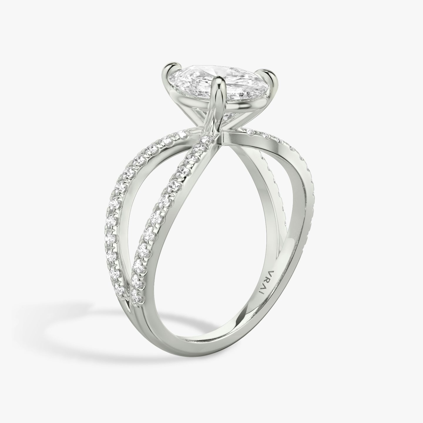 The Duet | Pear | Platinum | bandAccent: Double pavé | diamondOrientation: vertical | caratWeight: other