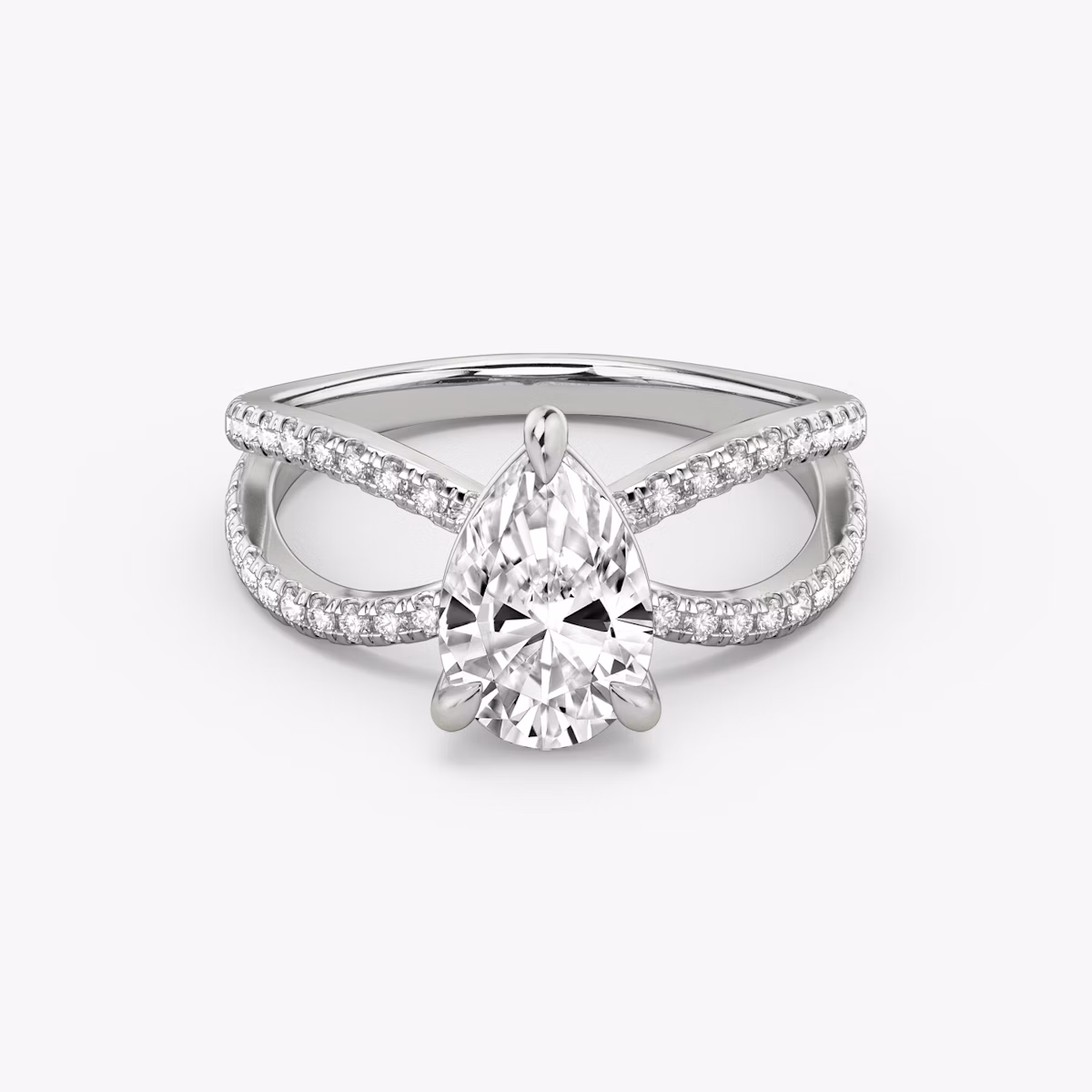 The Duet | Pear | 18k | White Gold | bandAccent: Double pavé | diamondOrientation: vertical | caratWeight: other