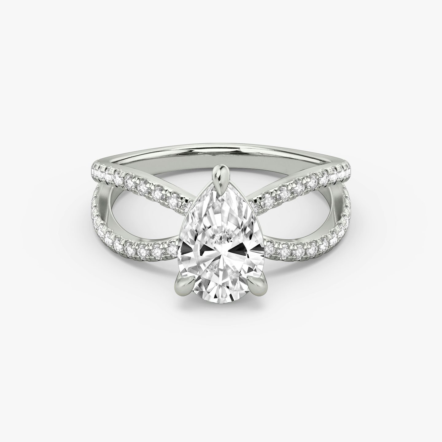 The Duet | Pear | Platinum | bandAccent: Double pavé | diamondOrientation: vertical | caratWeight: other