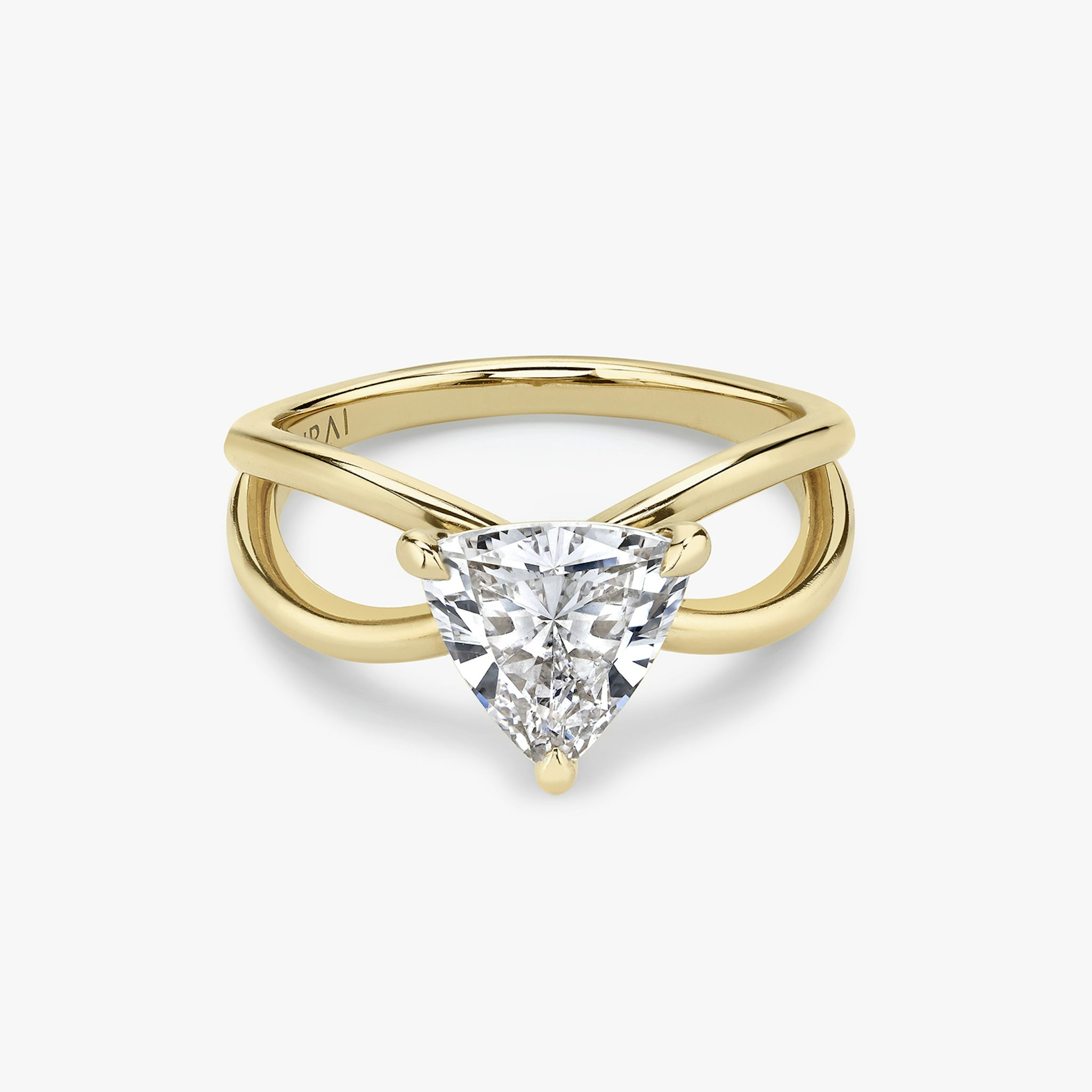 The Duet | Trillion | 18k | Yellow Gold | bandAccent: Plain | diamondOrientation: vertical | caratWeight: other