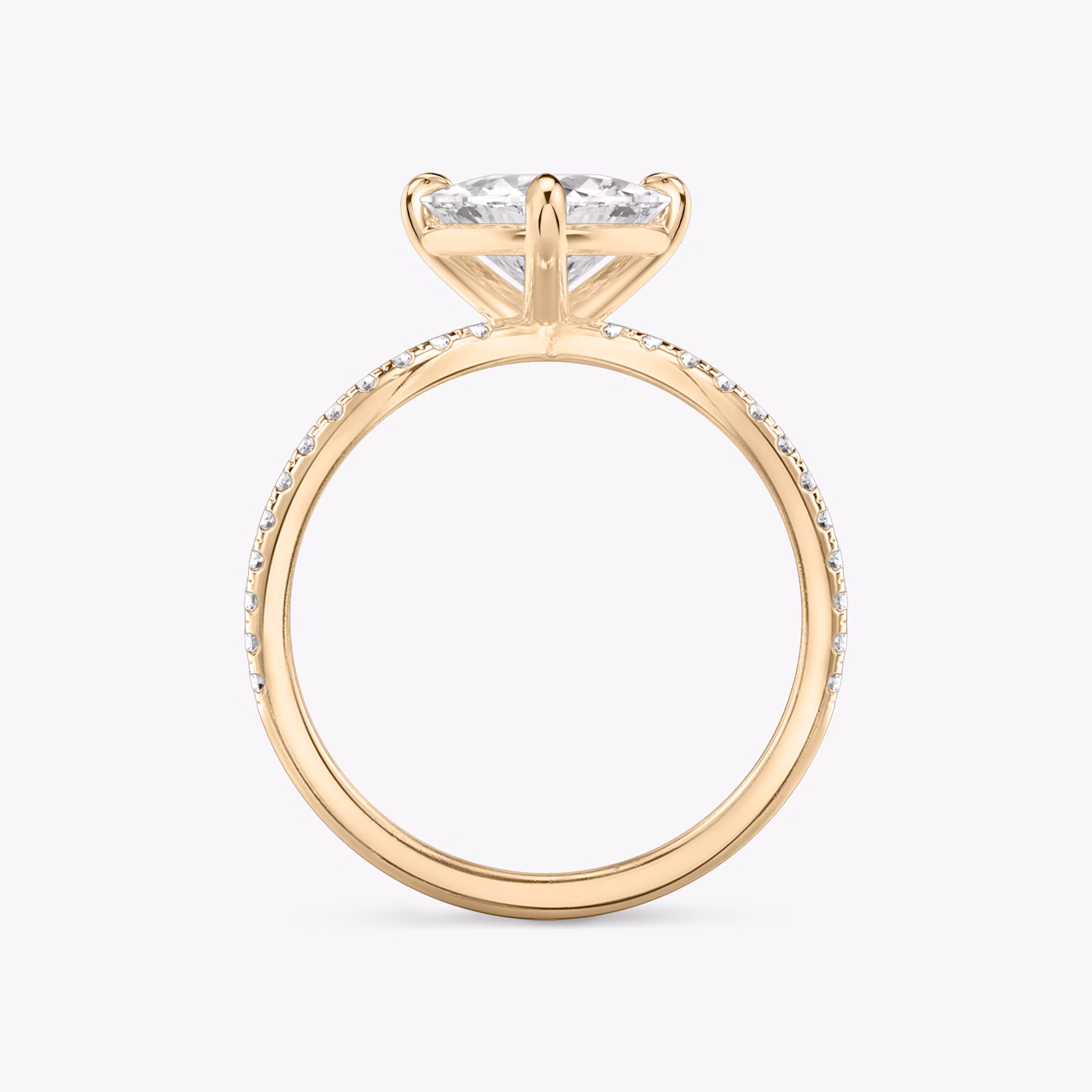 The Duet | Trillion | 14k | Rose Gold | bandAccent: Double pavé | diamondOrientation: vertical | caratWeight: other
