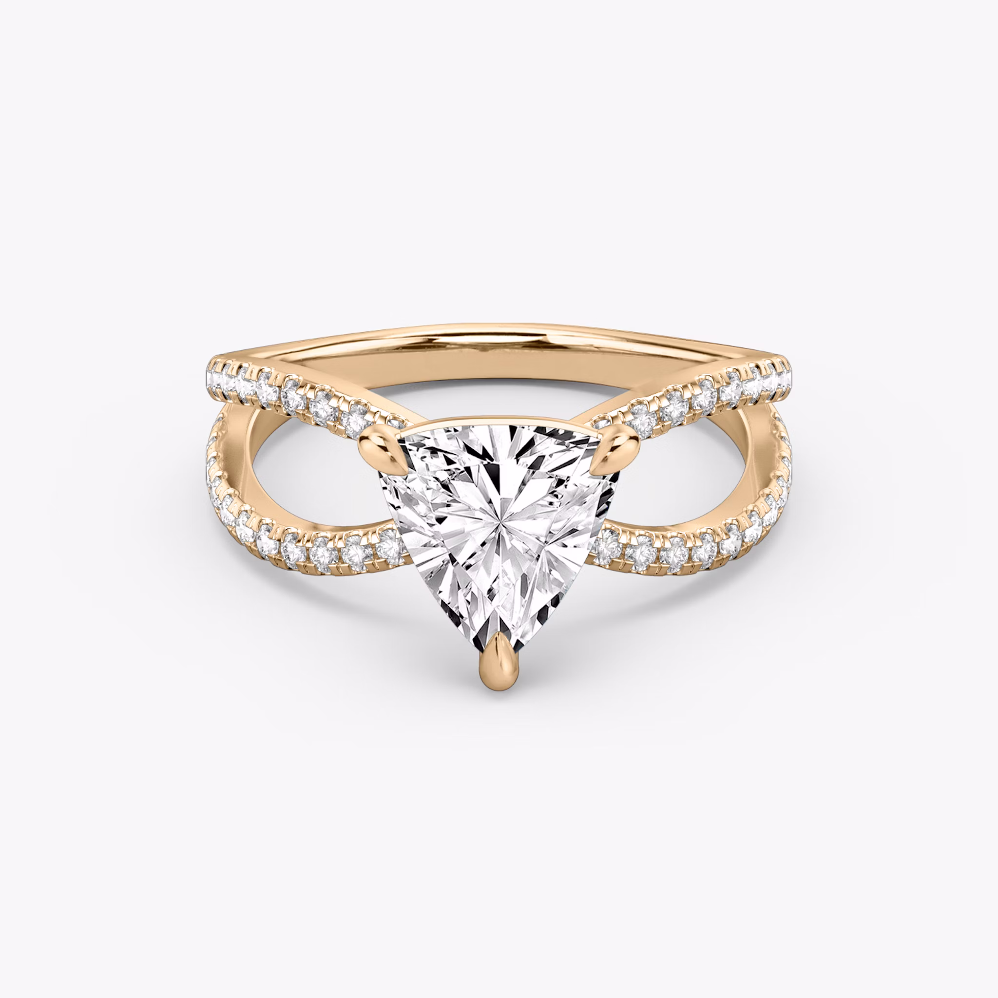 The Duet | Trillion | 14k | Rose Gold | bandAccent: Double pavé | diamondOrientation: vertical | caratWeight: other