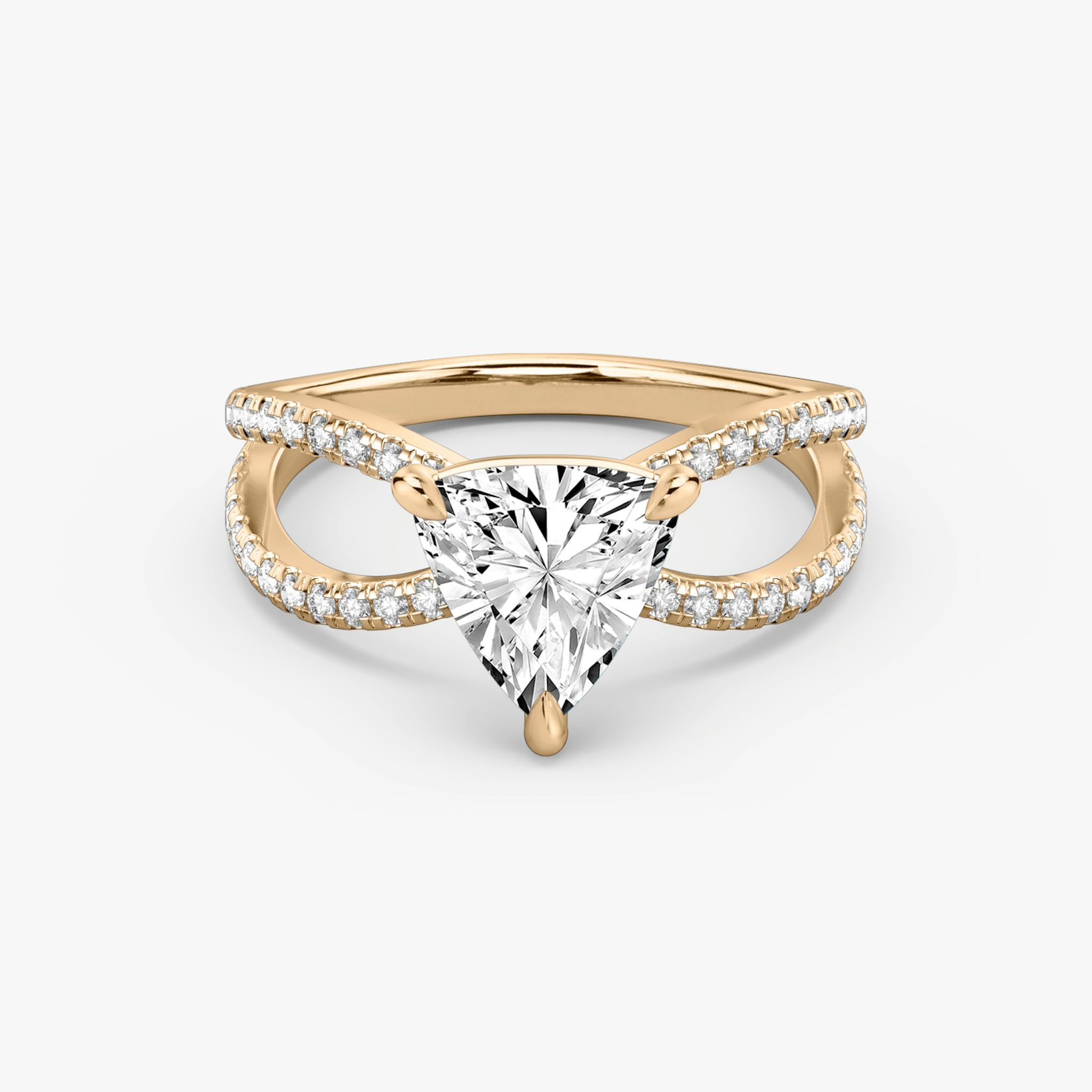 The Duet | Trillion | 14k | Rose Gold | bandAccent: Double pavé | diamondOrientation: vertical | caratWeight: other