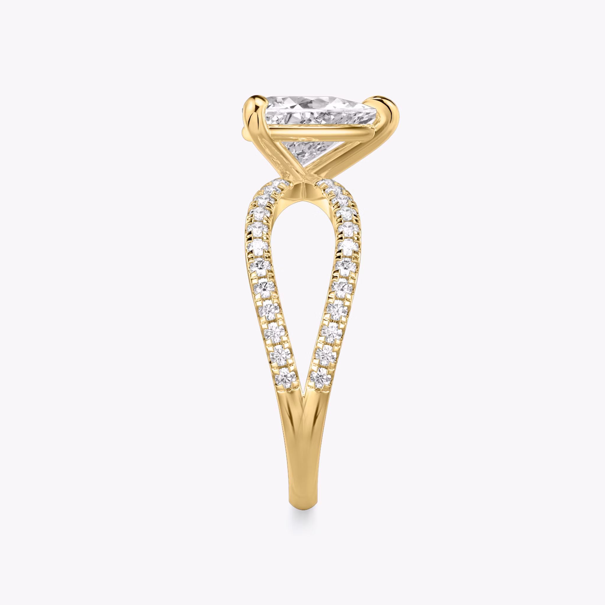 The Duet | Trillion | 18k | Yellow Gold | bandAccent: Double pavé | diamondOrientation: vertical | caratWeight: other