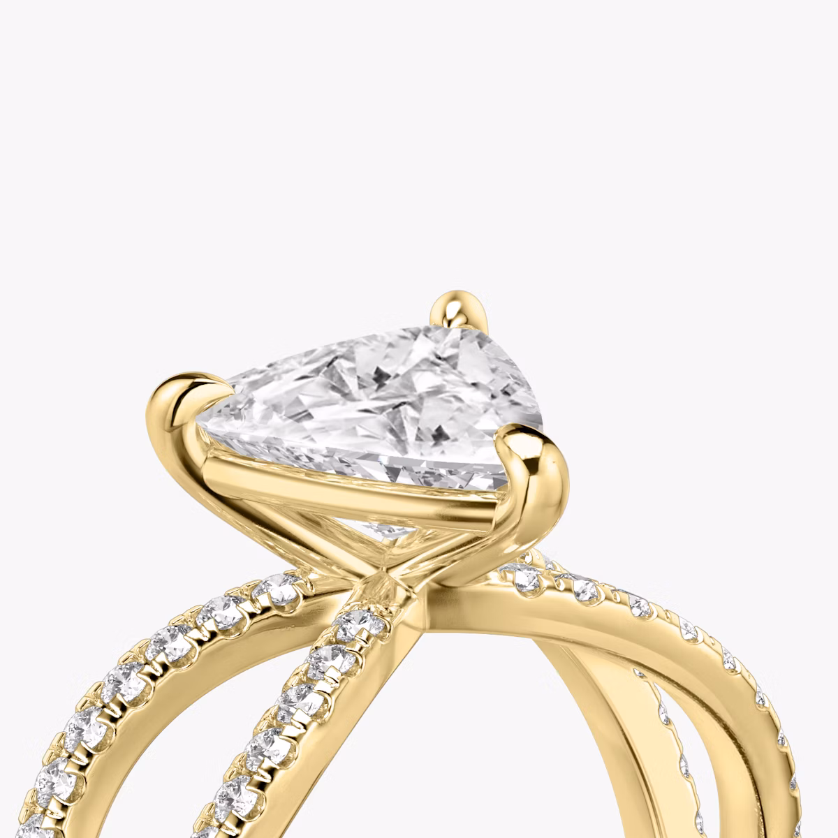 The Duet | Trillion | 18k | Yellow Gold | bandAccent: Double pavé | diamondOrientation: vertical | caratWeight: other