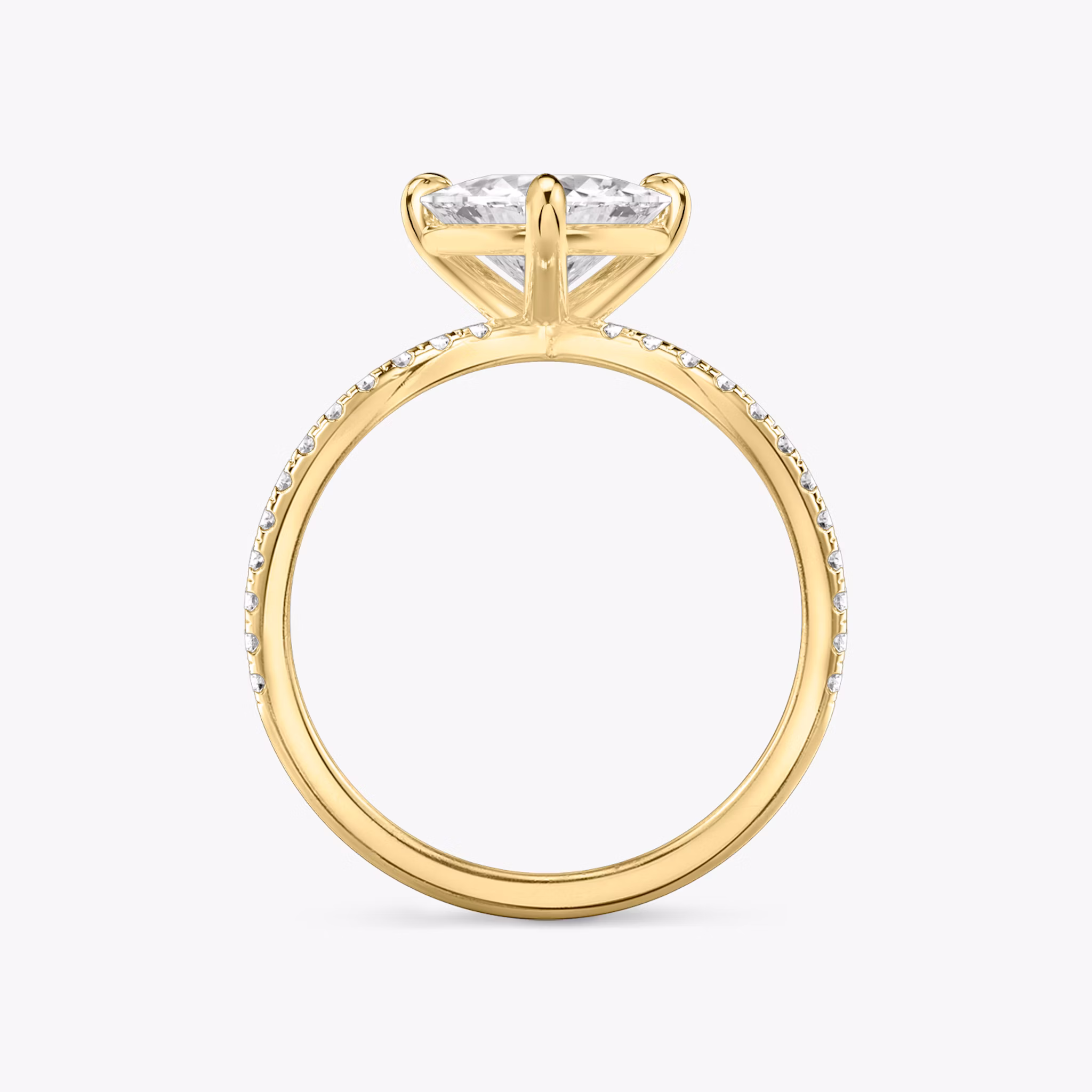 The Duet | Trillion | 18k | Yellow Gold | bandAccent: Double pavé | diamondOrientation: vertical | caratWeight: other