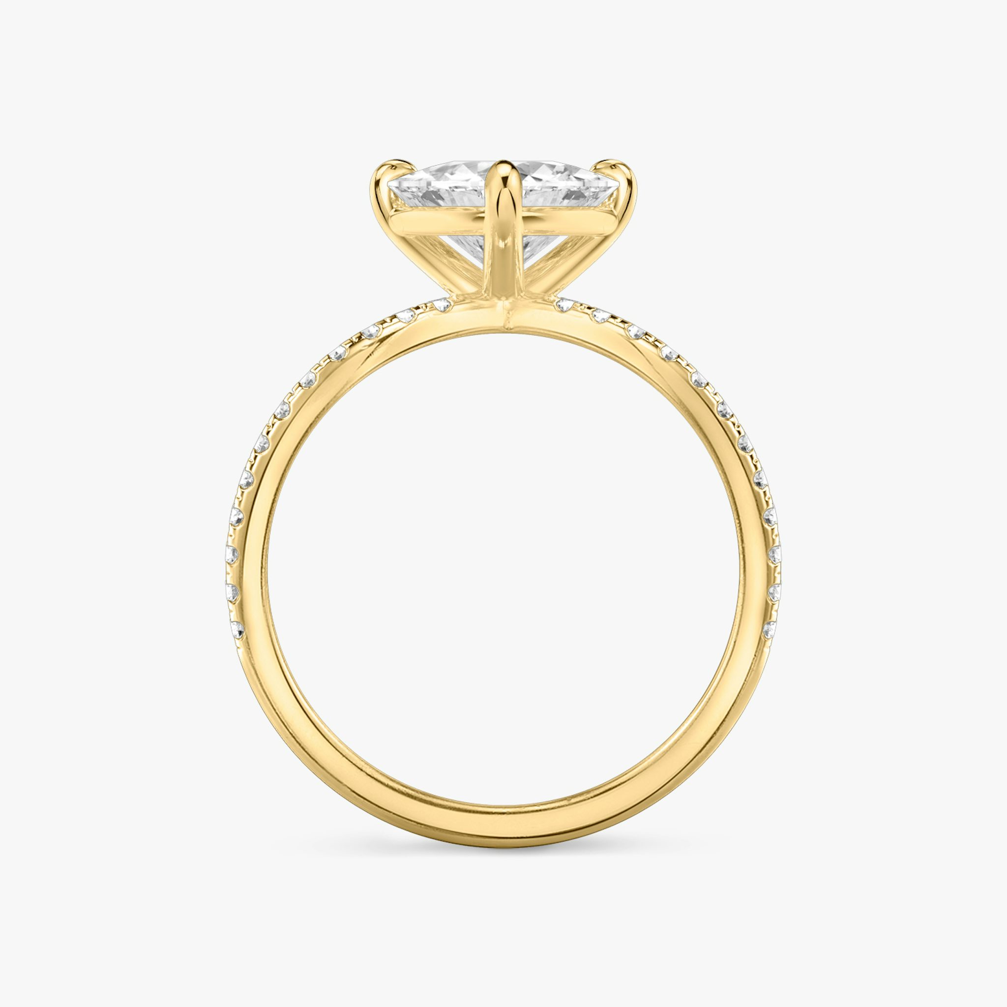 The Duet | Trillion | 18k | Yellow Gold | bandAccent: Double pavé | diamondOrientation: vertical | caratWeight: other