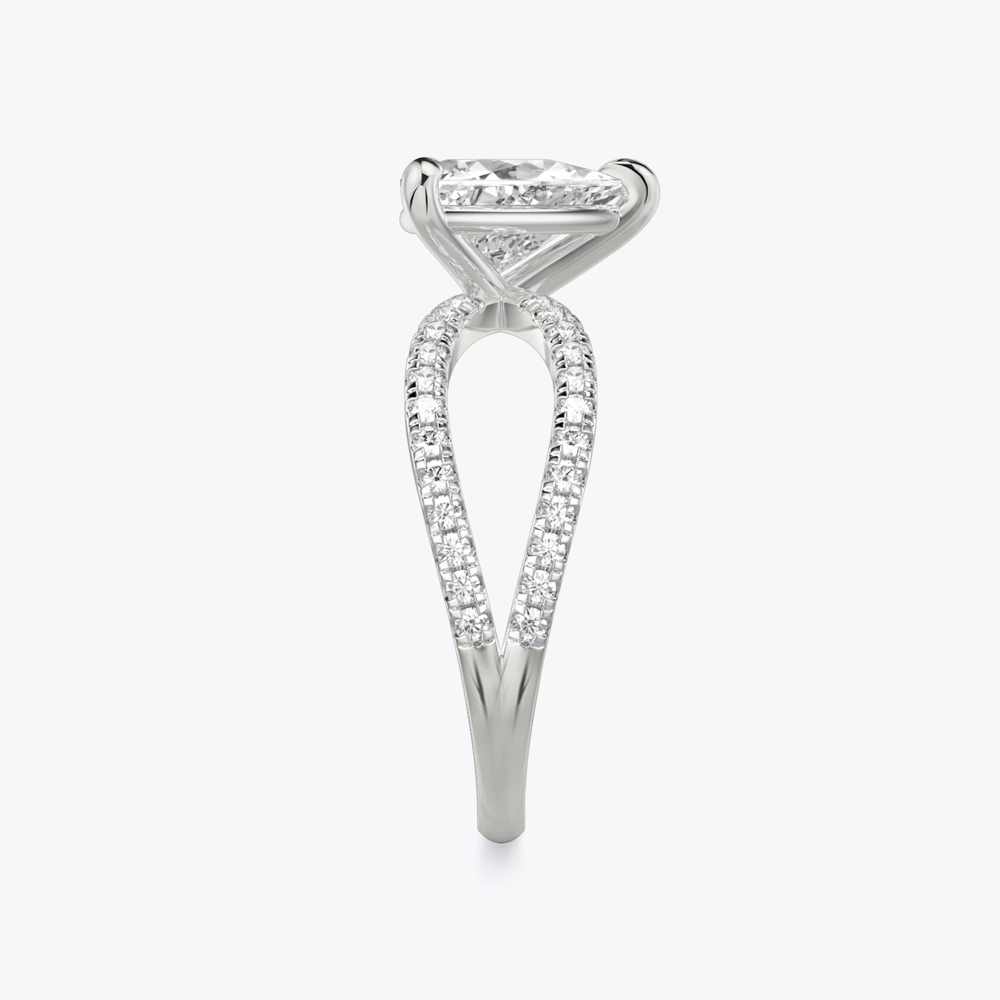 The Duet | Trillion | 18k | White Gold | bandAccent: Double pavé | diamondOrientation: vertical | caratWeight: other