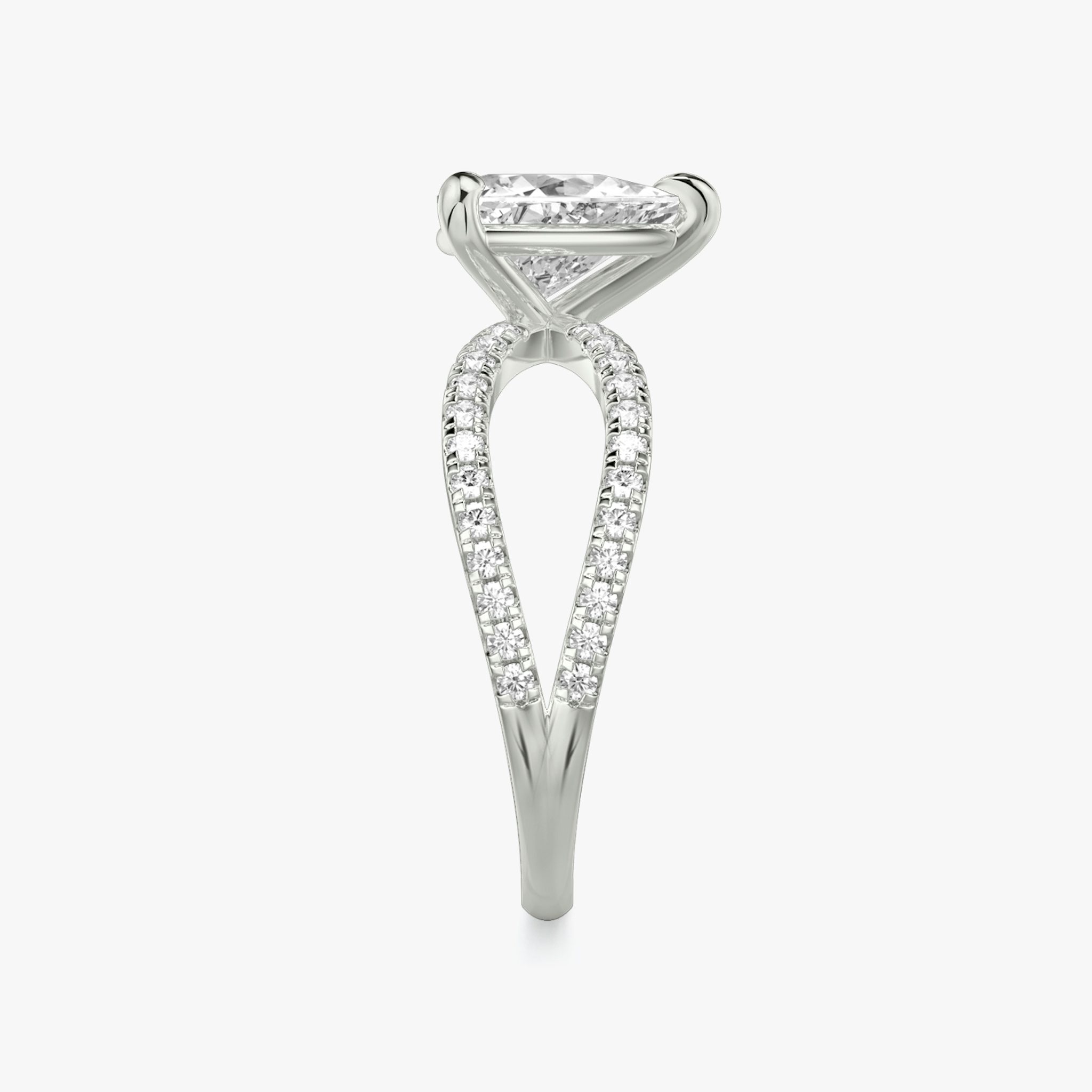 The Duet | Trillion | 18k | White Gold | bandAccent: Double pavé | diamondOrientation: vertical | caratWeight: other