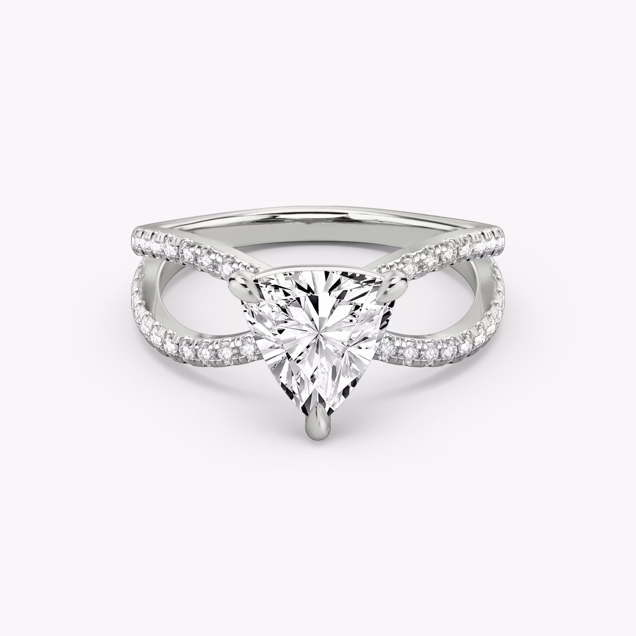 The Duet | Trillion | Platinum | bandAccent: Double pavé | diamondOrientation: vertical | caratWeight: other