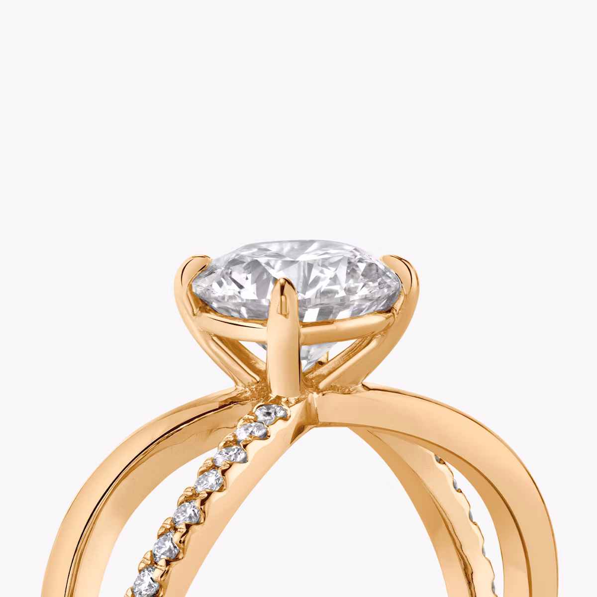 The Duet | Round Brilliant | 14k | Rose Gold | bandAccent: Pavé | caratWeight: 1.0ct | diamondOrientation: vertical