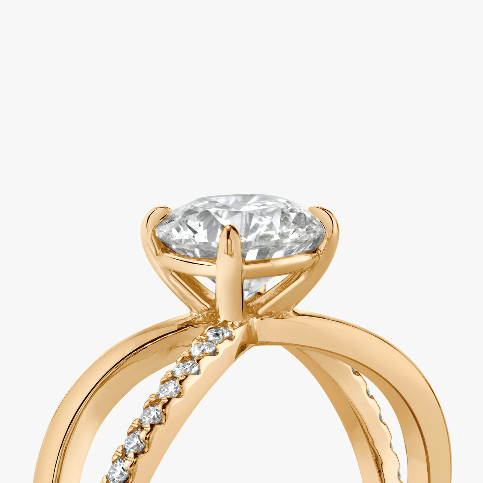 The Duet | Round Brilliant | 14k | Rose Gold | bandAccent: Pavé | caratWeight: 1.5ct | diamondOrientation: vertical