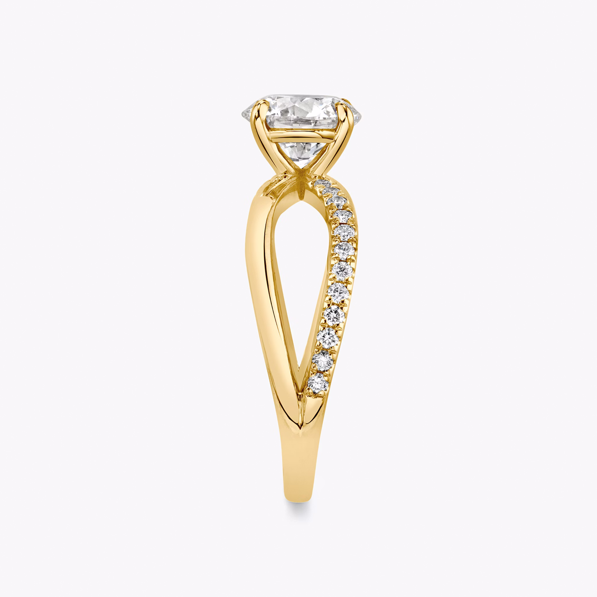 The Duet | Round Brilliant | 18k | Yellow Gold | bandAccent: Pavé | caratWeight: other | diamondOrientation: vertical
