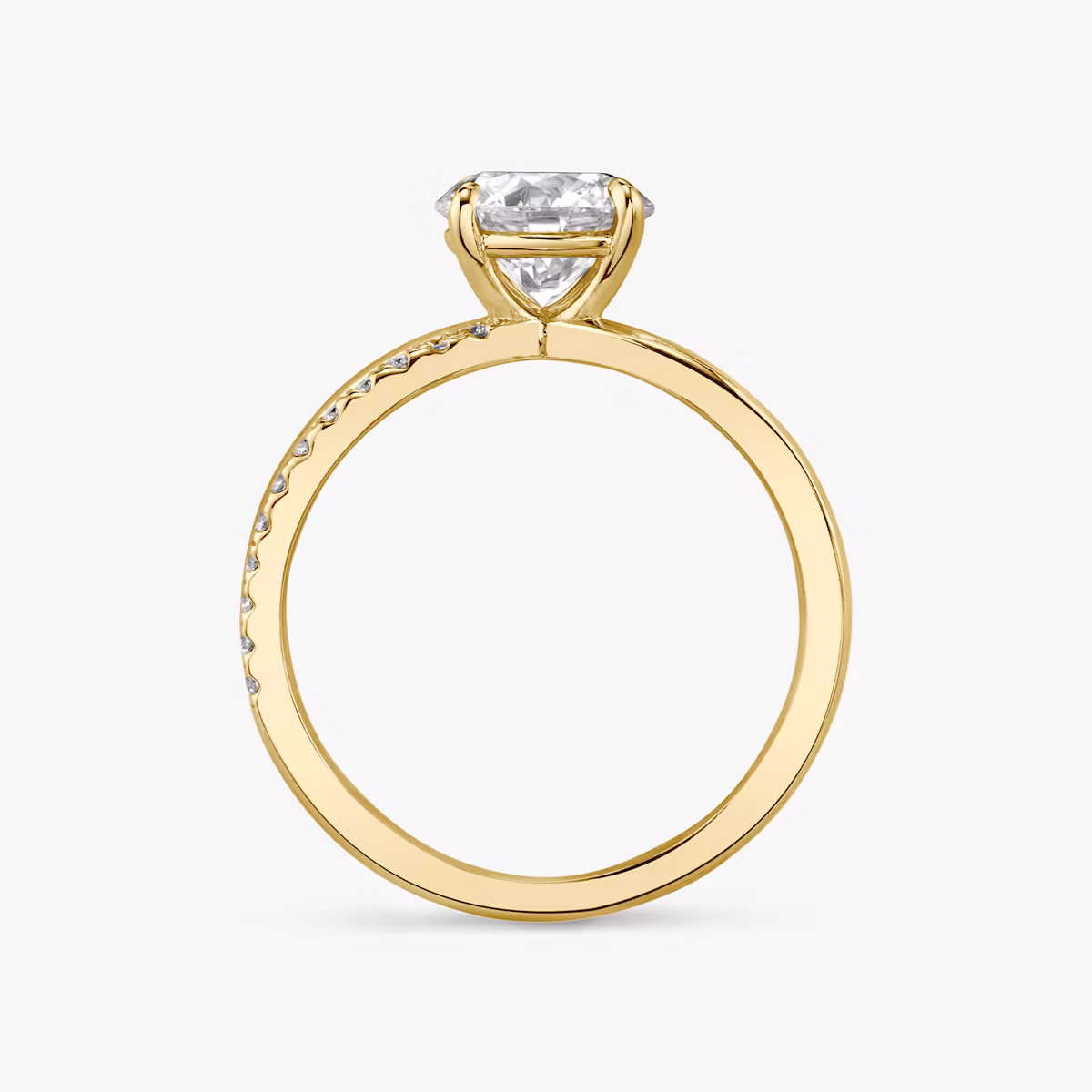 The Duet | Round Brilliant | 18k | Yellow Gold | bandAccent: Pavé | caratWeight: 2.0ct | diamondOrientation: vertical