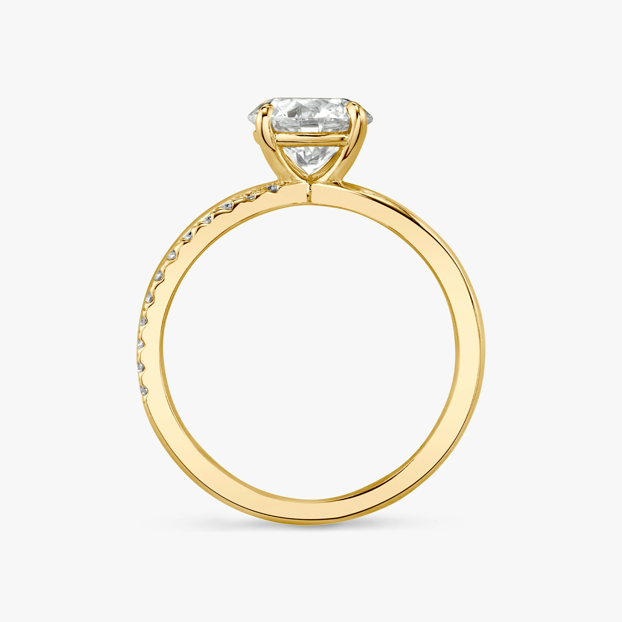 The Duet | Round Brilliant | 18k | Yellow Gold | bandAccent: Pavé | caratWeight: other | diamondOrientation: vertical