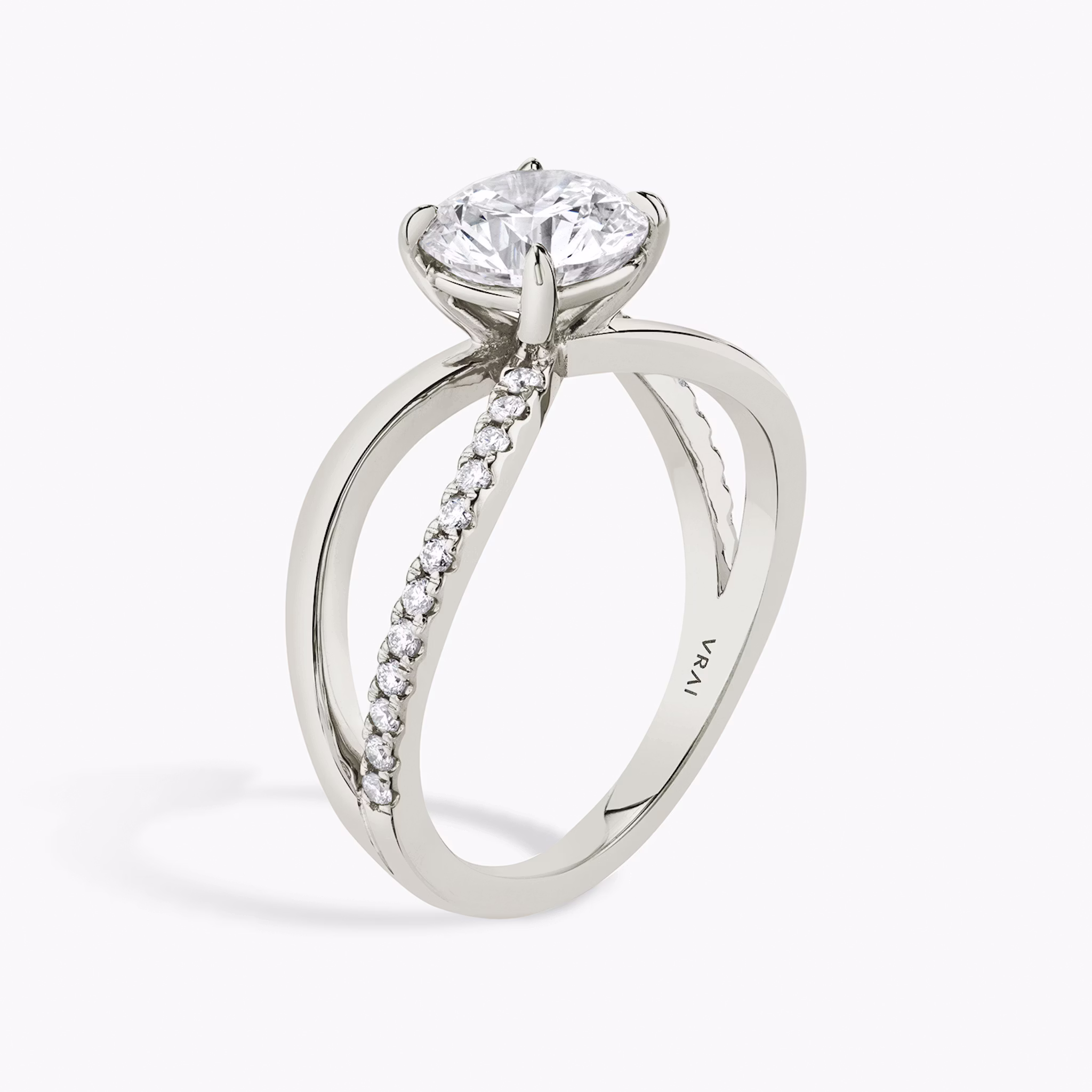 The Duet | Round Brilliant | Platinum | bandAccent: Pavé | caratWeight: 1.5ct | diamondOrientation: vertical