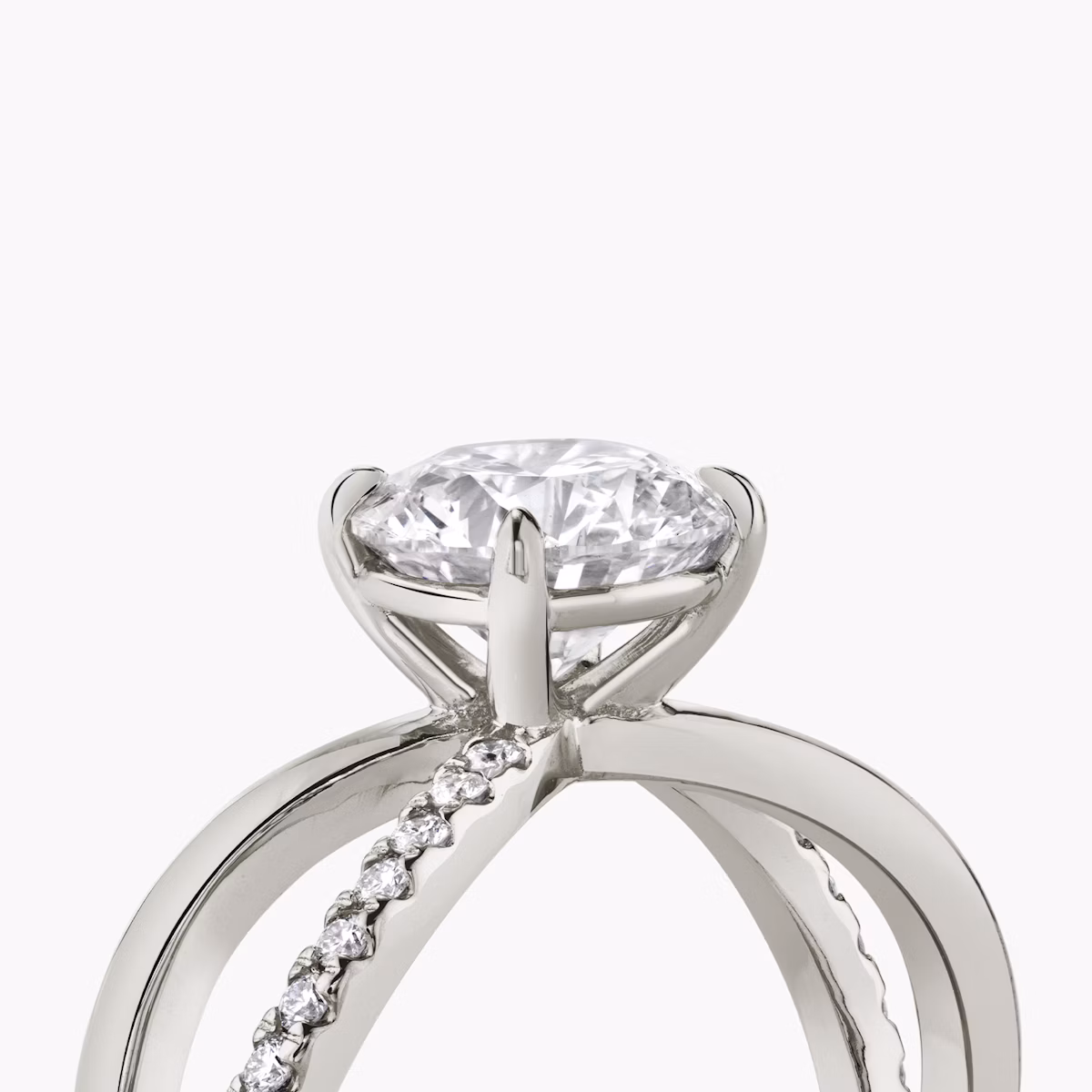 The Duet | Round Brilliant | 18k | White Gold | bandAccent: Pavé | caratWeight: other | diamondOrientation: vertical