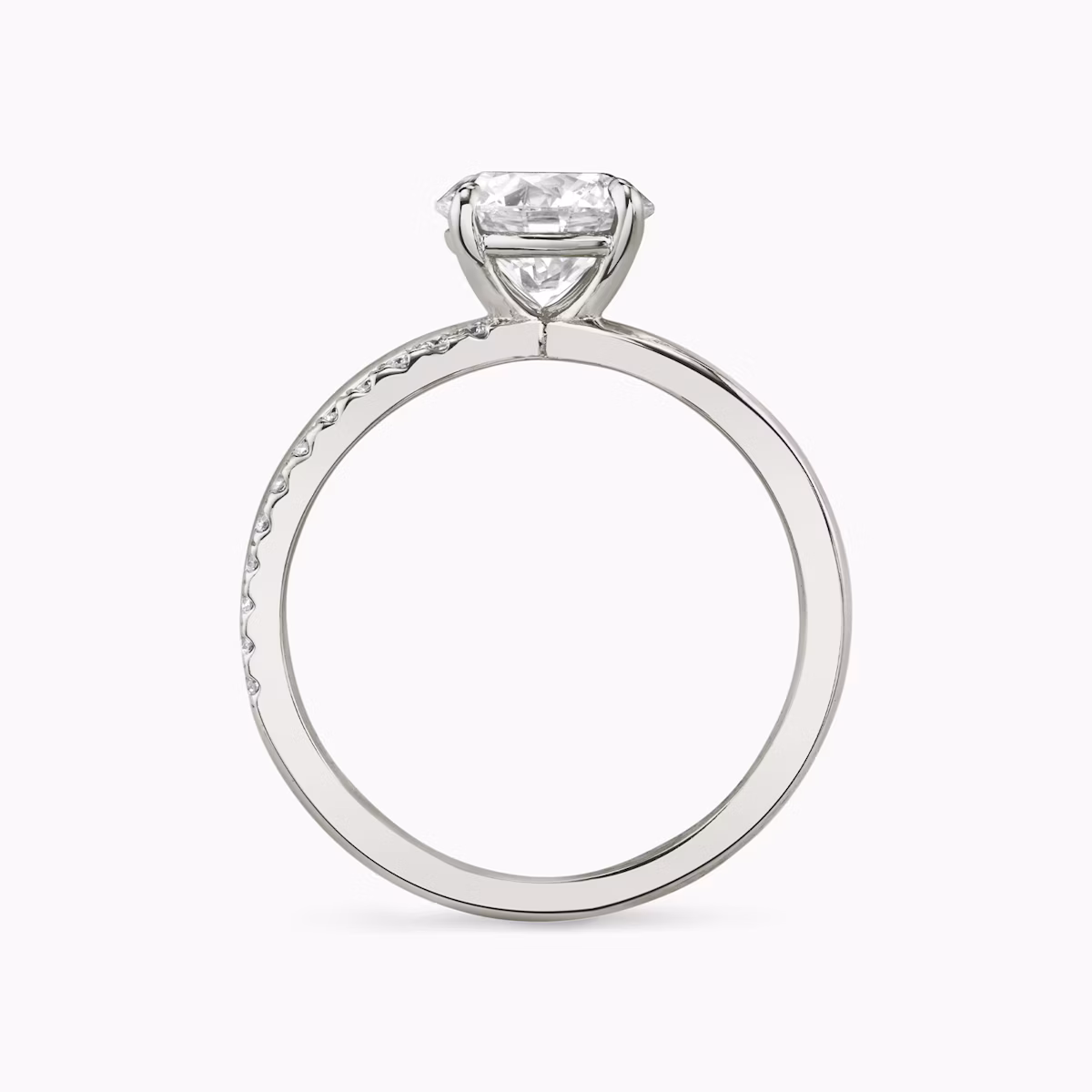 The Duet | Round Brilliant | 18k | White Gold | bandAccent: Pavé | caratWeight: other | diamondOrientation: vertical